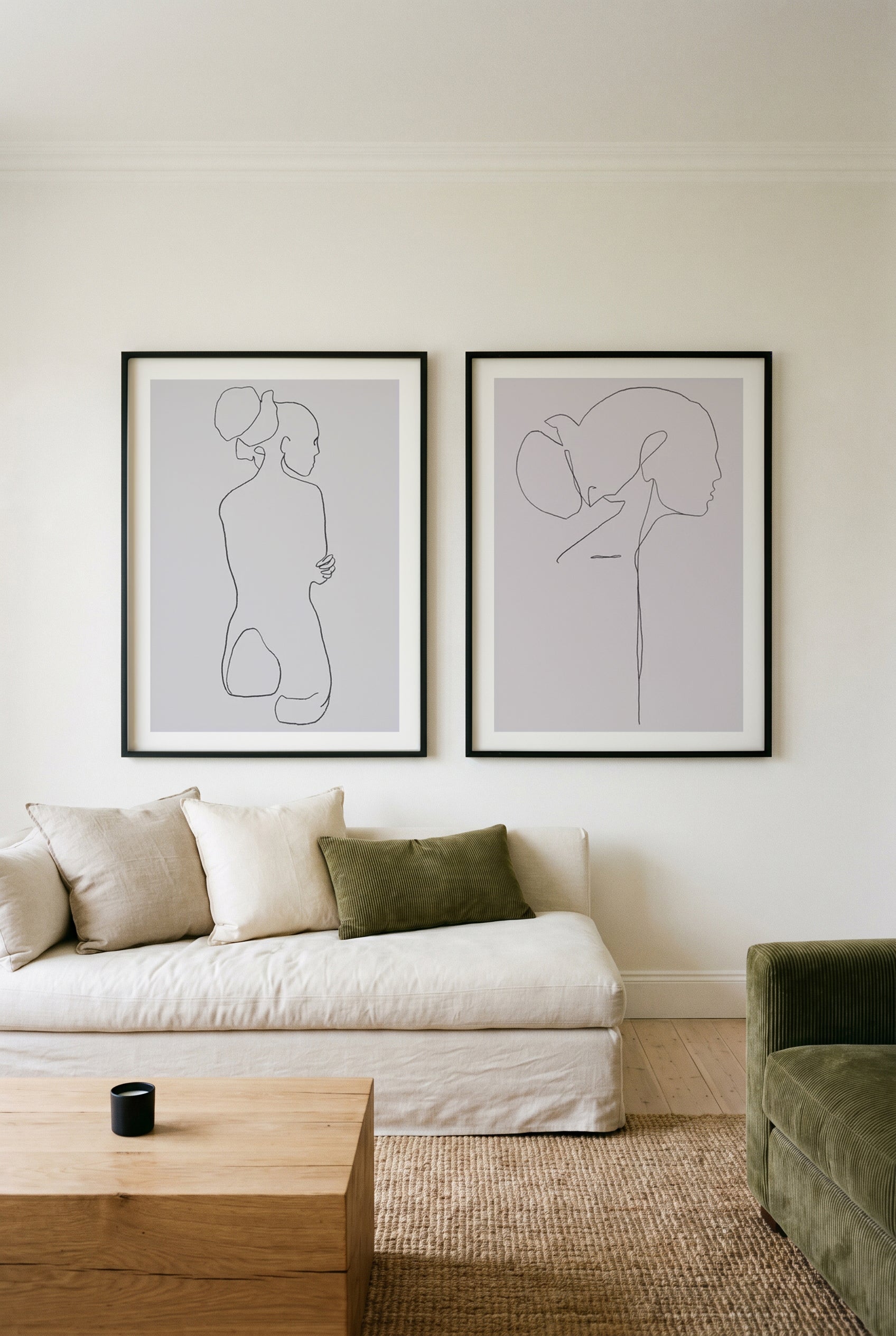 Female Lines I & II by Jorgen Hansson Art Print Set of 2 | Matching Wall Art