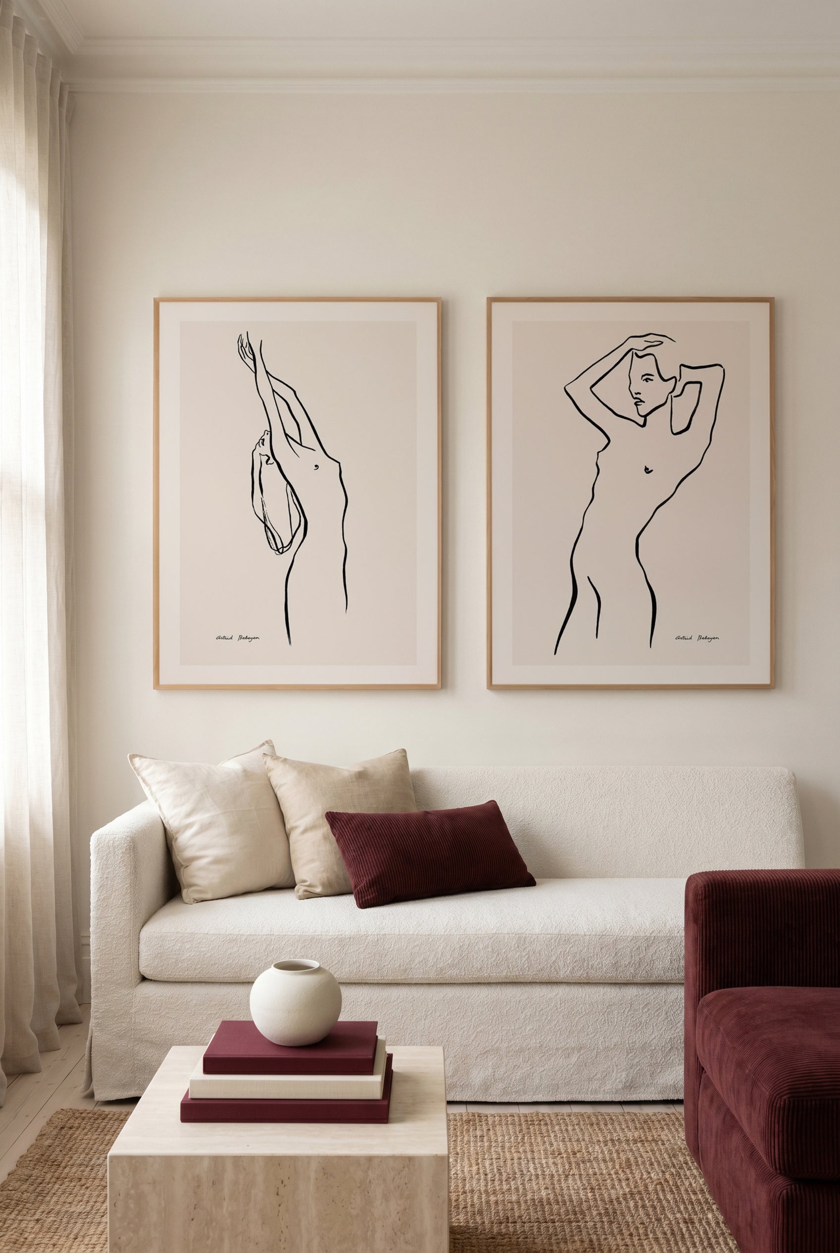 Female Outlines I & II by Astrid Babayan Art Print Set of 2 | Matching Wall Art