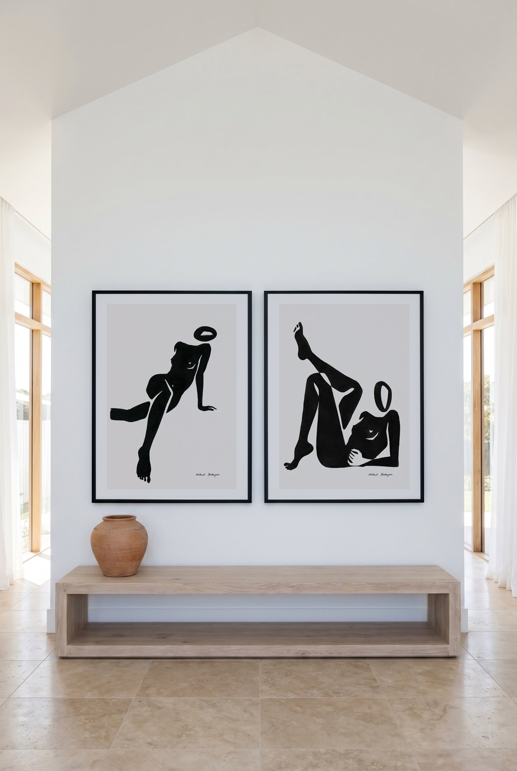 Female Shapes I in Black I & VIII by Astrid Babayan Art Print Set of 2 | Matching Wall Art