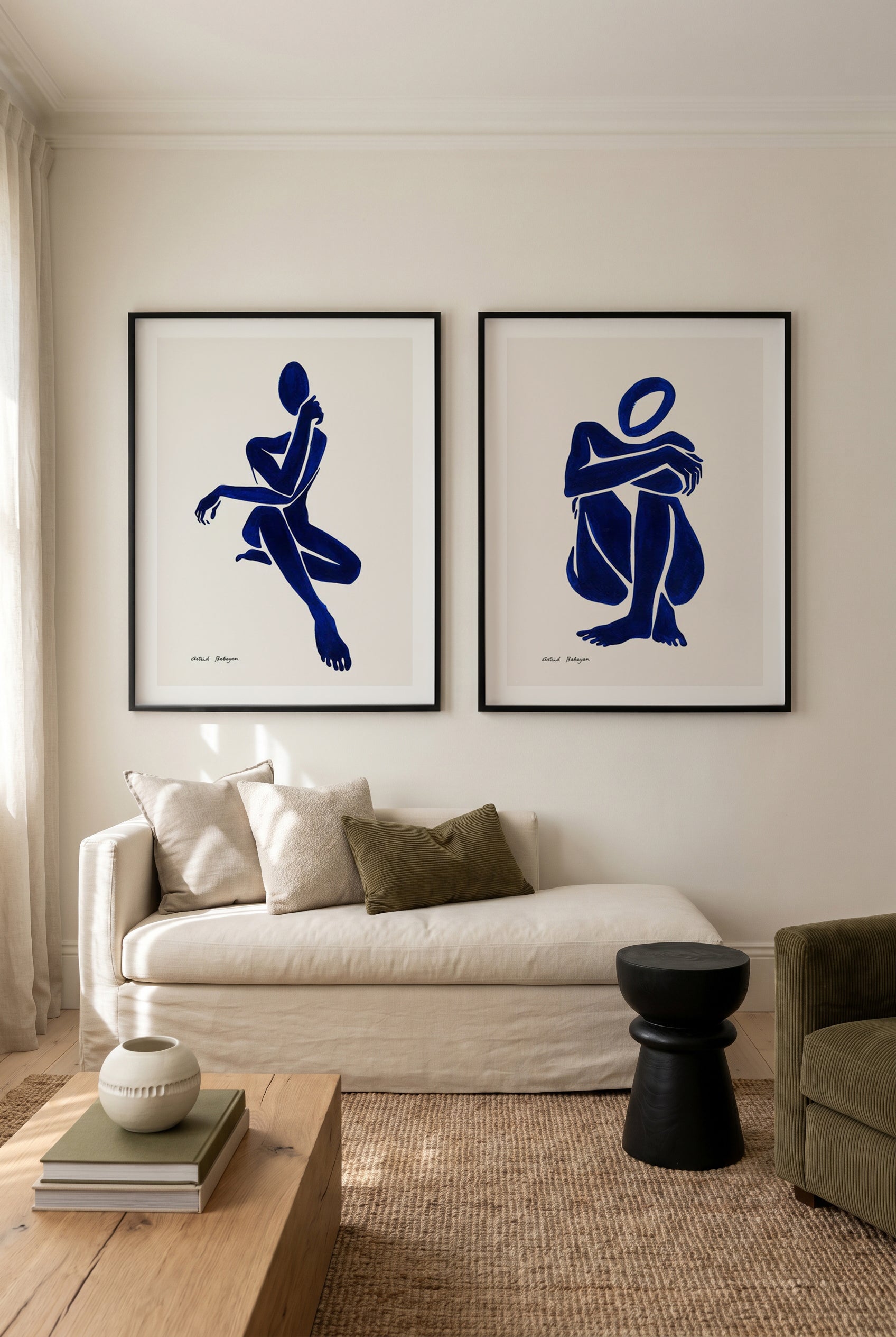 Female Shapes in Blue I & II by Astrid Babayan Art Print Set of 2 | Matching Wall Art