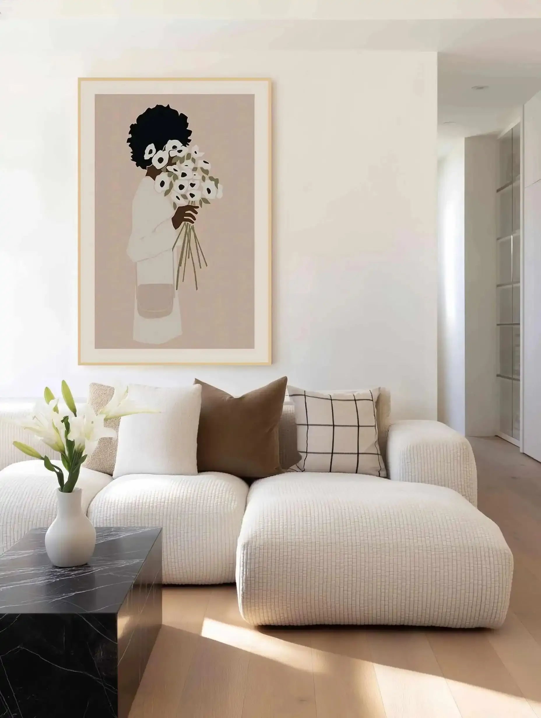 Femme Aux Fleurs Art Print from Olive et Oriel where you can shop wallpaper and artworks online