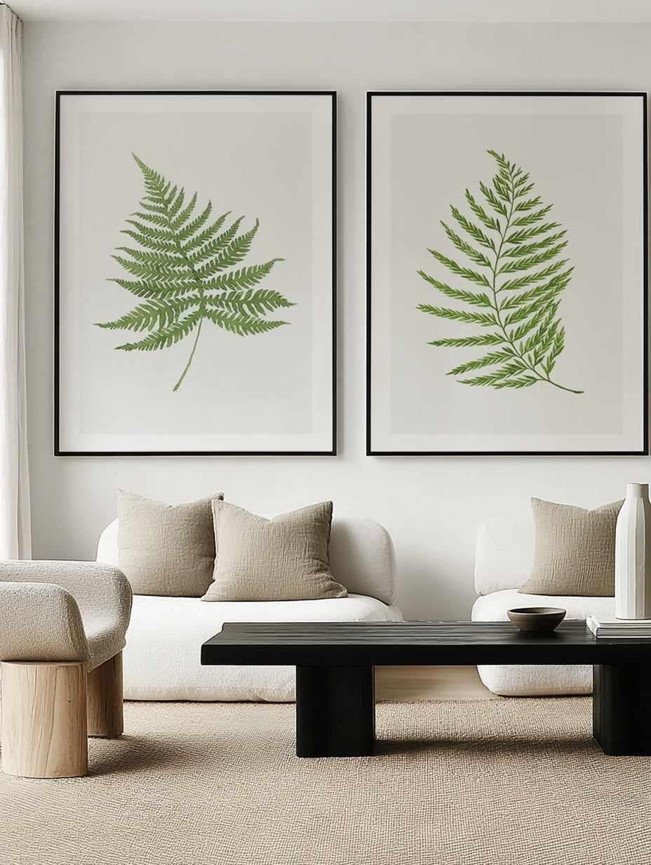 Fern on Grey I & II Art Print Set of 2 | Matching Wall Art from Olive et Oriel where you can shop wallpaper and artworks online