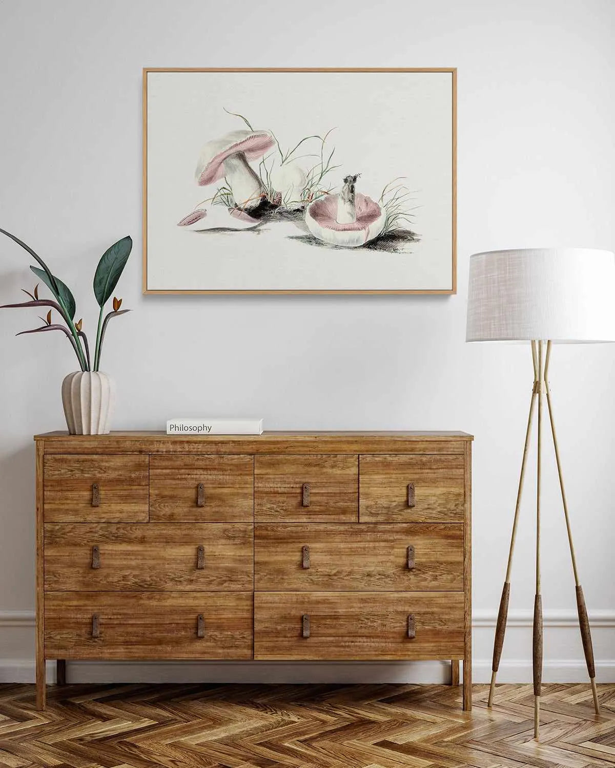 Field Mushroom Vintage Illustration | Framed Canvas Art Print from Olive et Oriel where you can shop wallpaper and artworks online