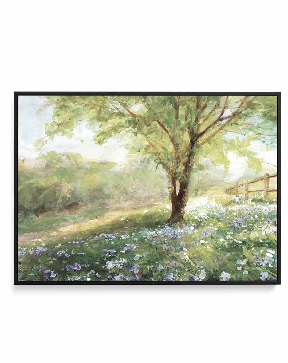 Field Of Bluebells Neutral | Framed Canvas Art Print