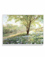 Field Of Bluebells Neutral | Framed Canvas Art Print