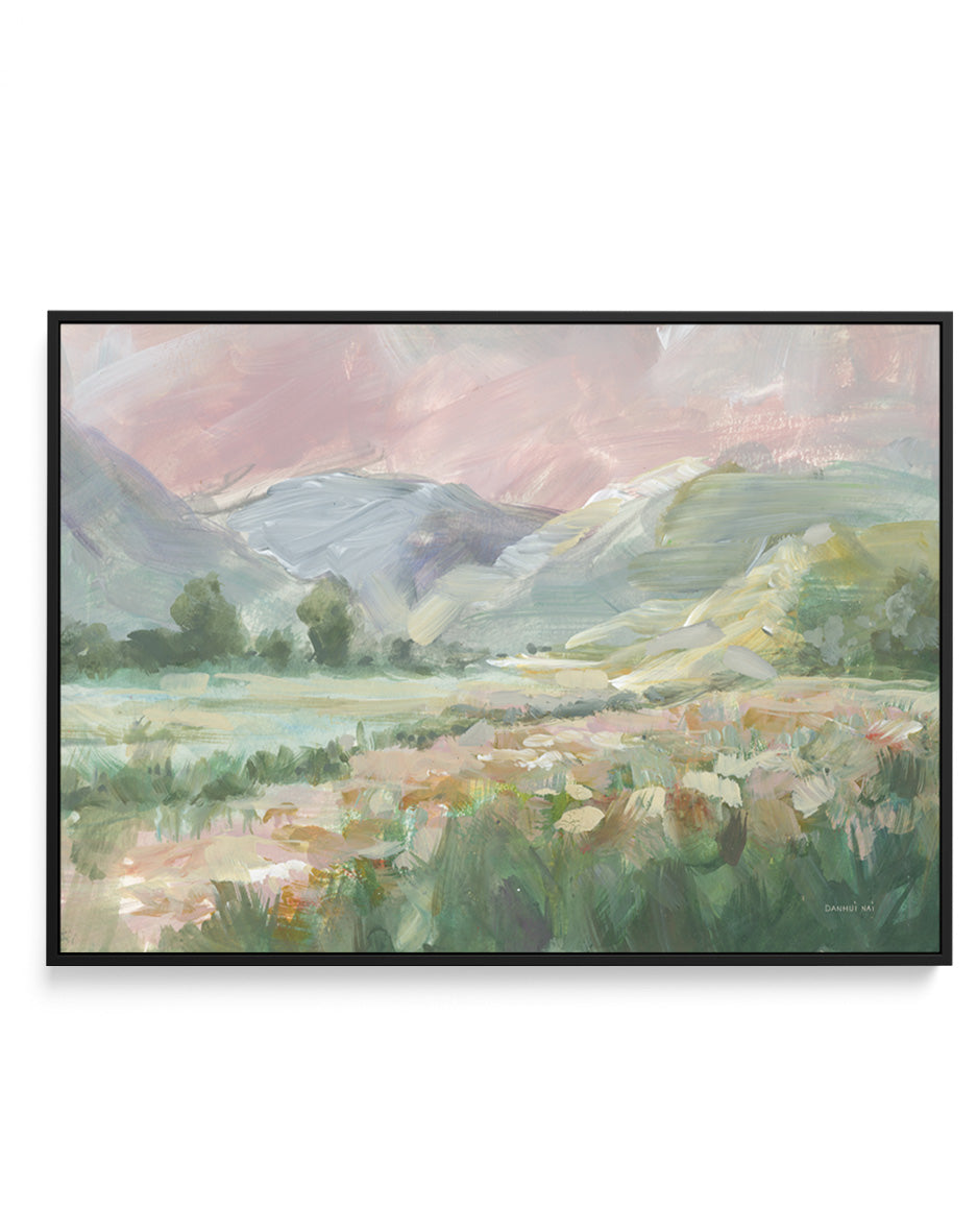 Field of Pink Flowers | Framed Canvas Art Print