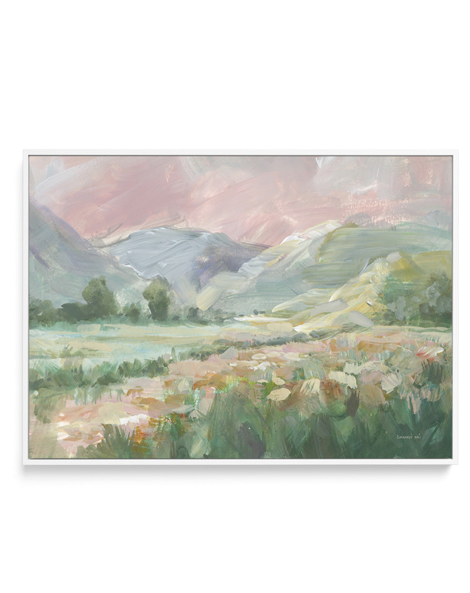 Field of Pink Flowers | Framed Canvas Art Print