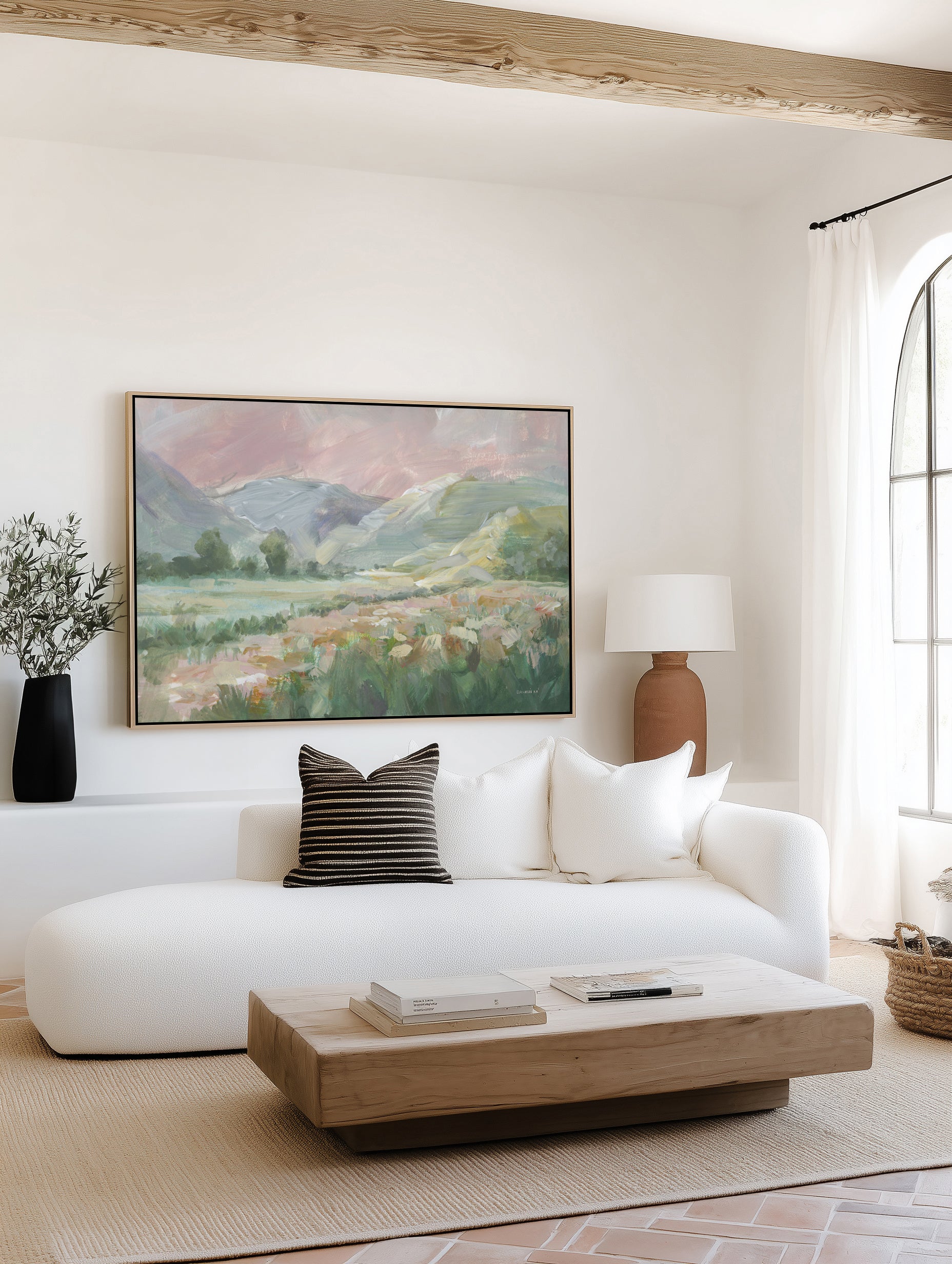 Field of Pink Flowers | Framed Canvas Art Print