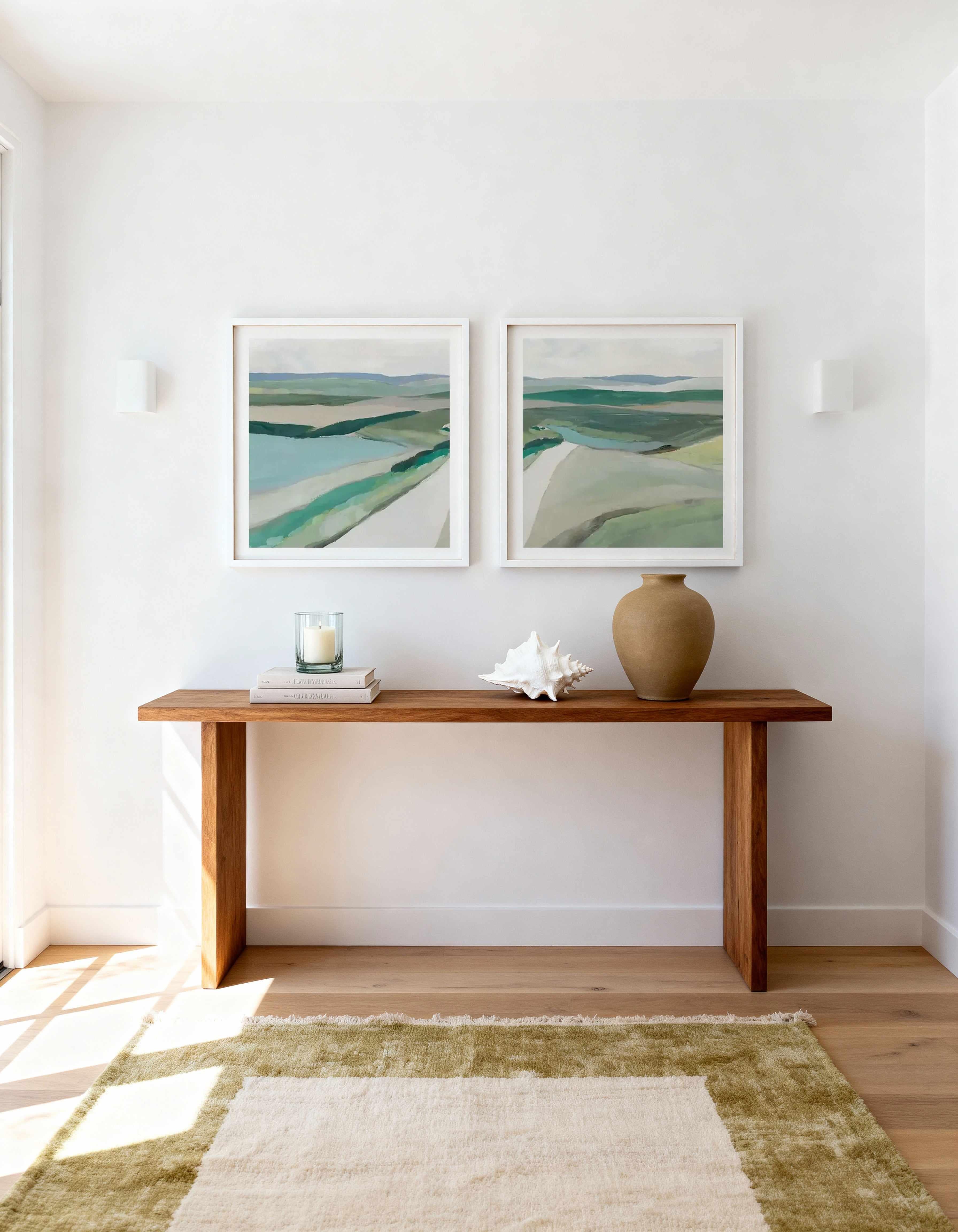 Fields of Green I & II Art Print Set of 2 | Matching Wall Art