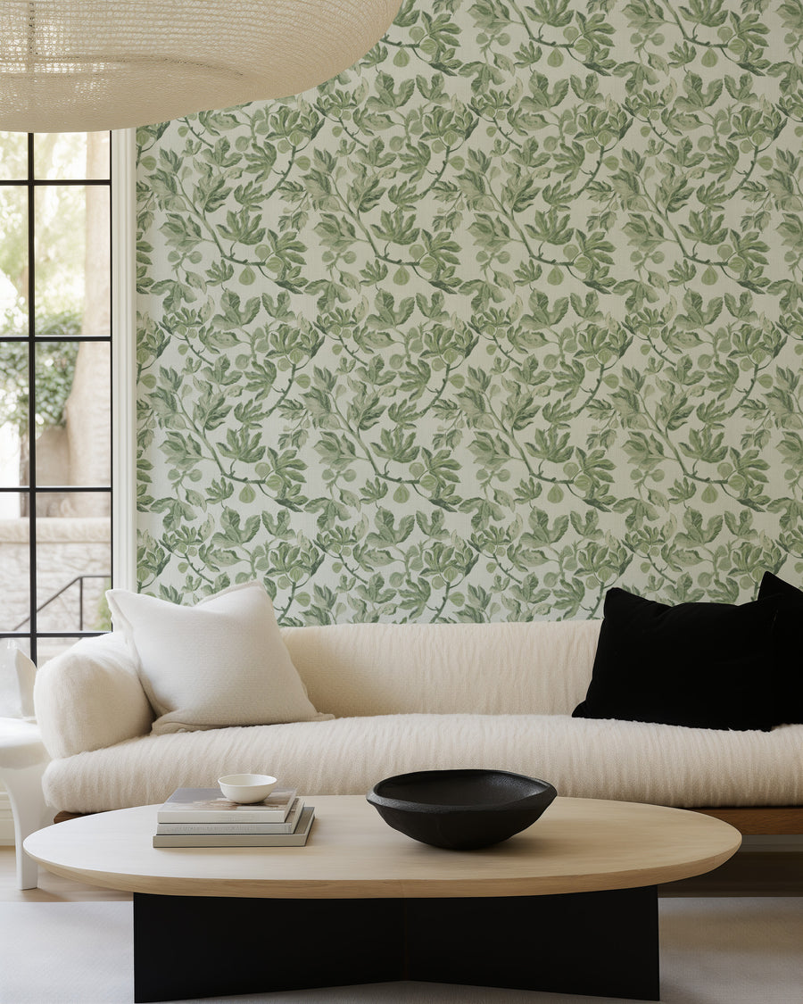 Fig Leaf Luxe Wallpaper from Olive et Oriel where you can shop wallpaper and artworks online