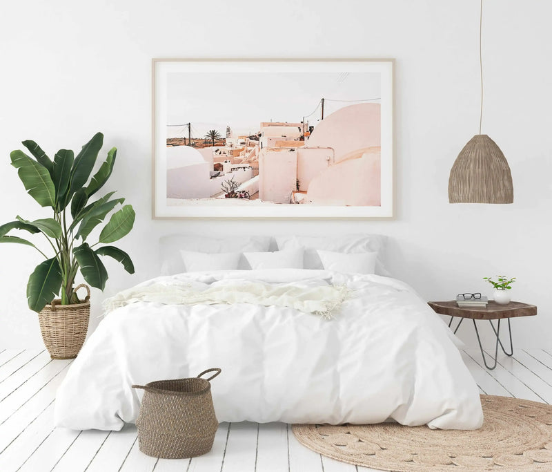 Finika | Santorini Art Print-Shop Greece Wall Art Prints Online with Olive et Oriel - Our collection of Greek Islands art prints offer unique wall art including blue domes of Santorini in Oia, mediterranean sea prints and incredible posters from Milos and other Greece landscape photography - this collection will add mediterranean blue to your home, perfect for updating the walls in coastal, beach house style. There is Greece art on canvas and extra large wall art with fast, free shipping across 