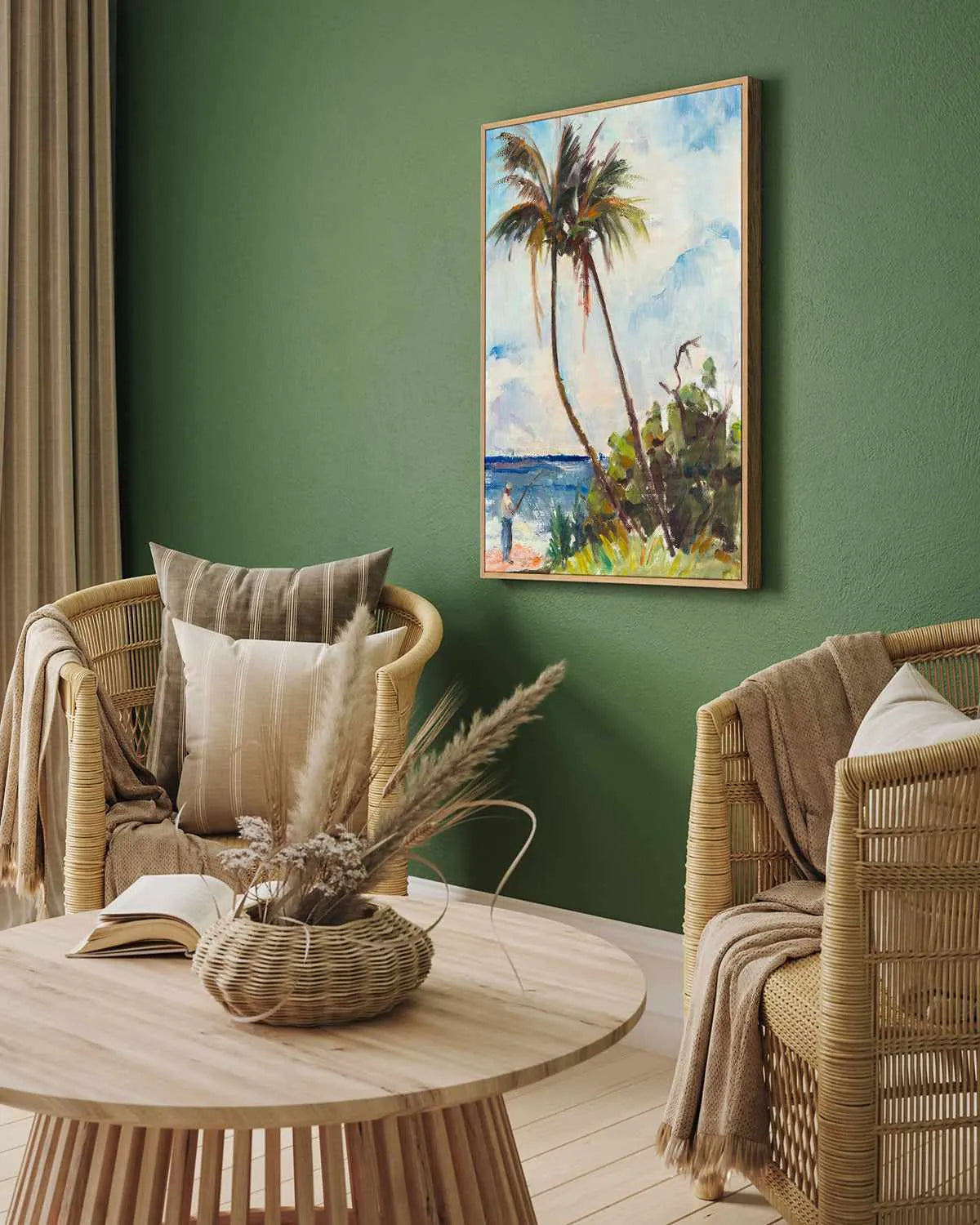 Fishing Under Palms by Richard A. Rodgers | Framed Canvas Art Print from Olive et Oriel where you can shop wallpaper and artworks online