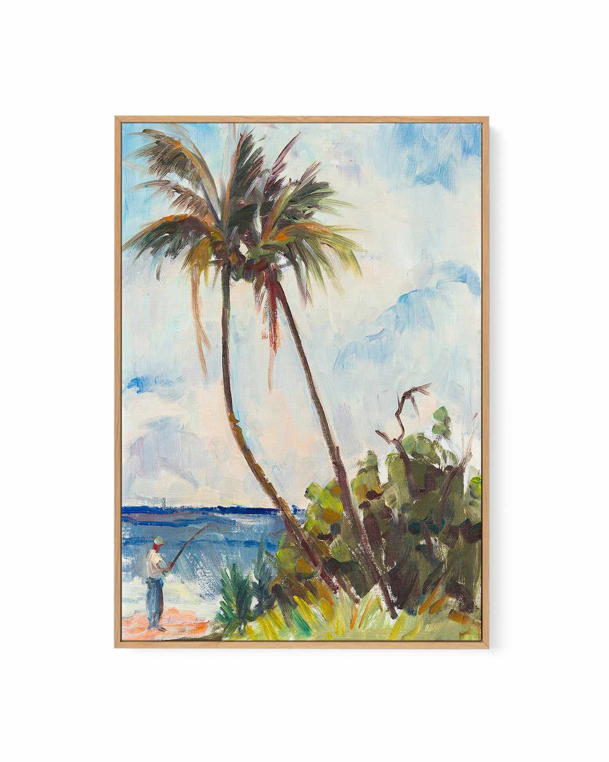 Fishing Under Palms by Richard A. Rodgers | Framed Canvas Art Print