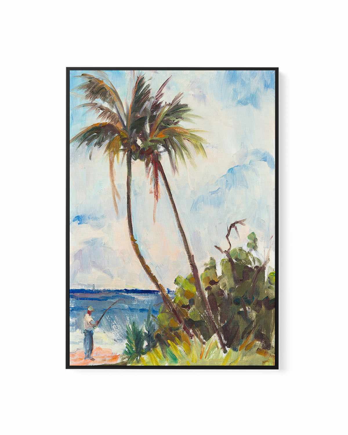 Fishing Under Palms by Richard A. Rodgers | Framed Canvas Art Print