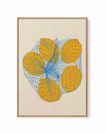 Five Lemons In a Net Bag by Rosi Feist | Framed Canvas Art Print from Olive et Oriel where you can shop wallpaper and artworks online