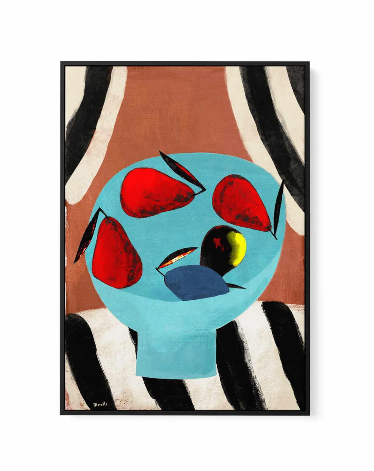 Five Pears by Marco Marella | Framed Canvas Art Print from Olive et Oriel where you can shop wallpaper and artworks online