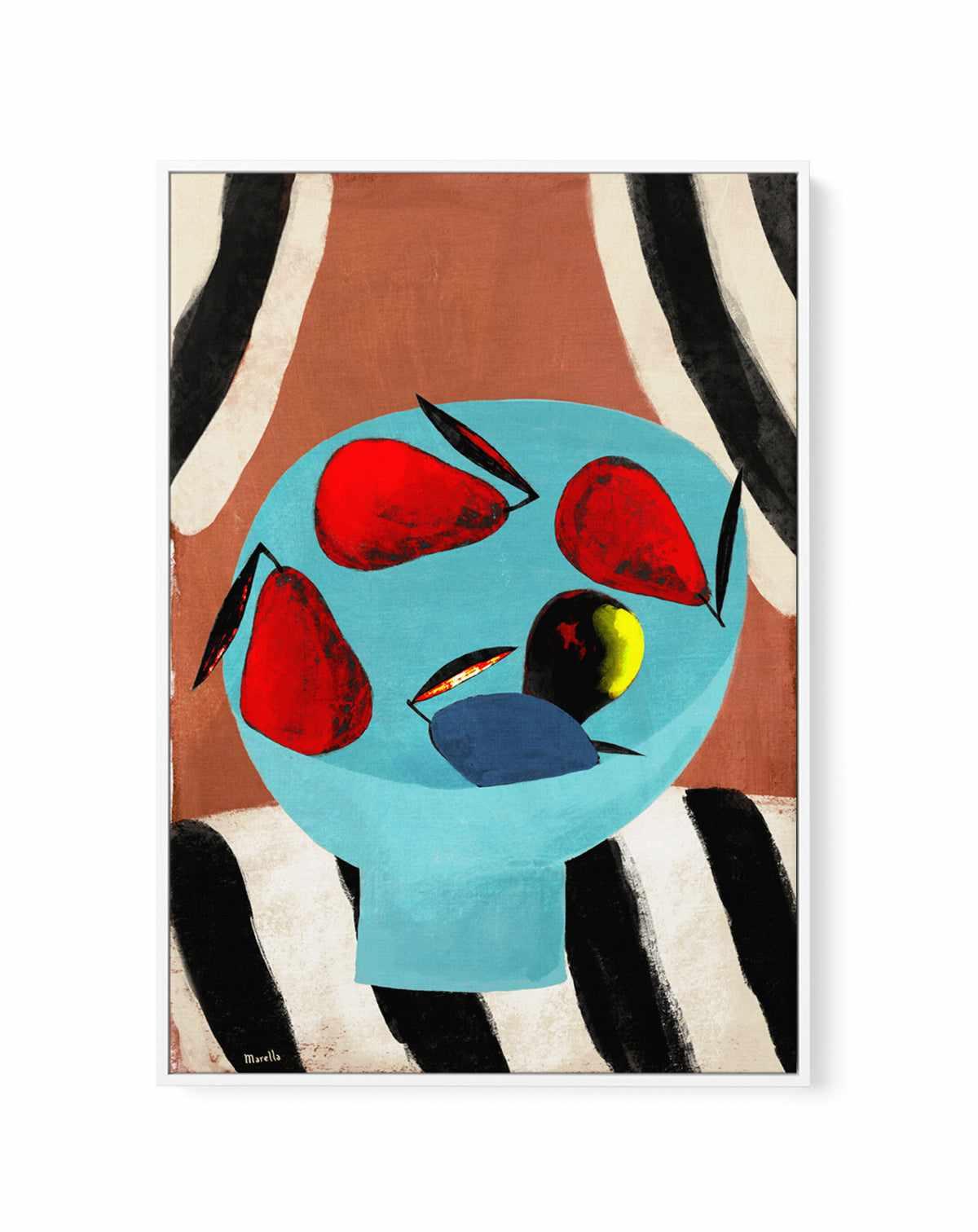 Five Pears by Marco Marella | Framed Canvas Art Print from Olive et Oriel where you can shop wallpaper and artworks online