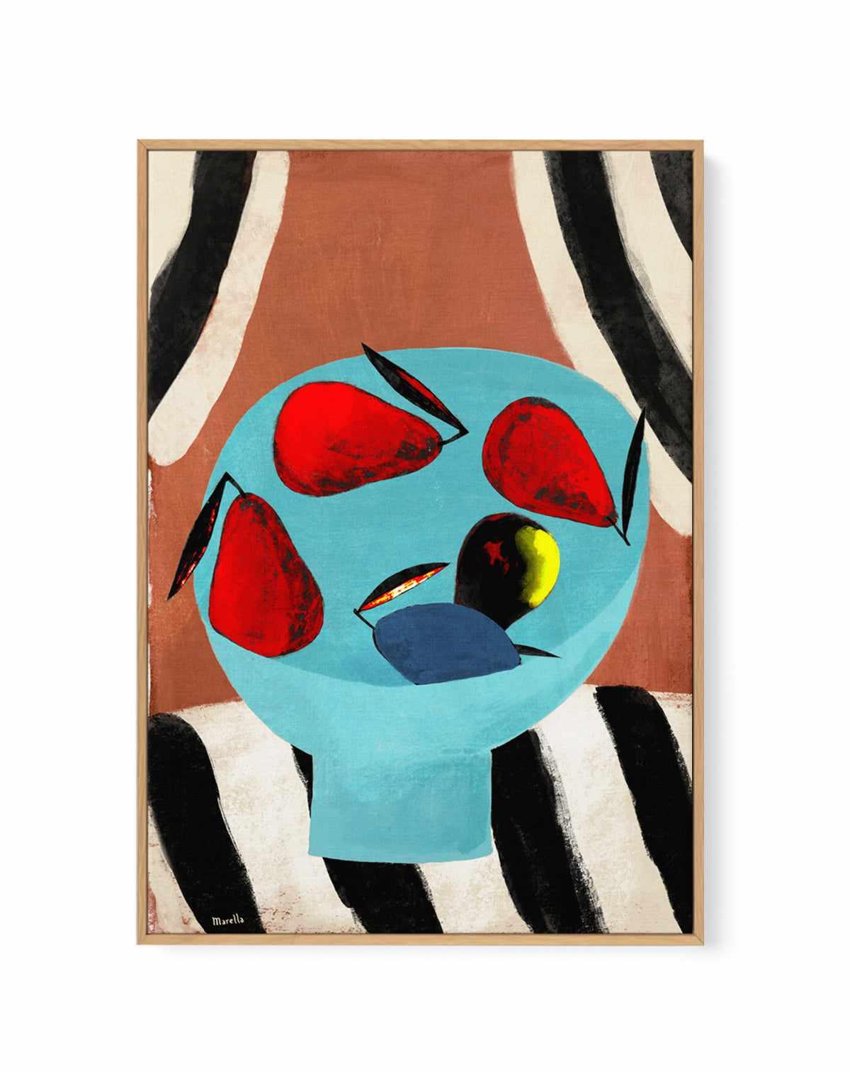 Five Pears by Marco Marella | Framed Canvas Art Print from Olive et Oriel where you can shop wallpaper and artworks online