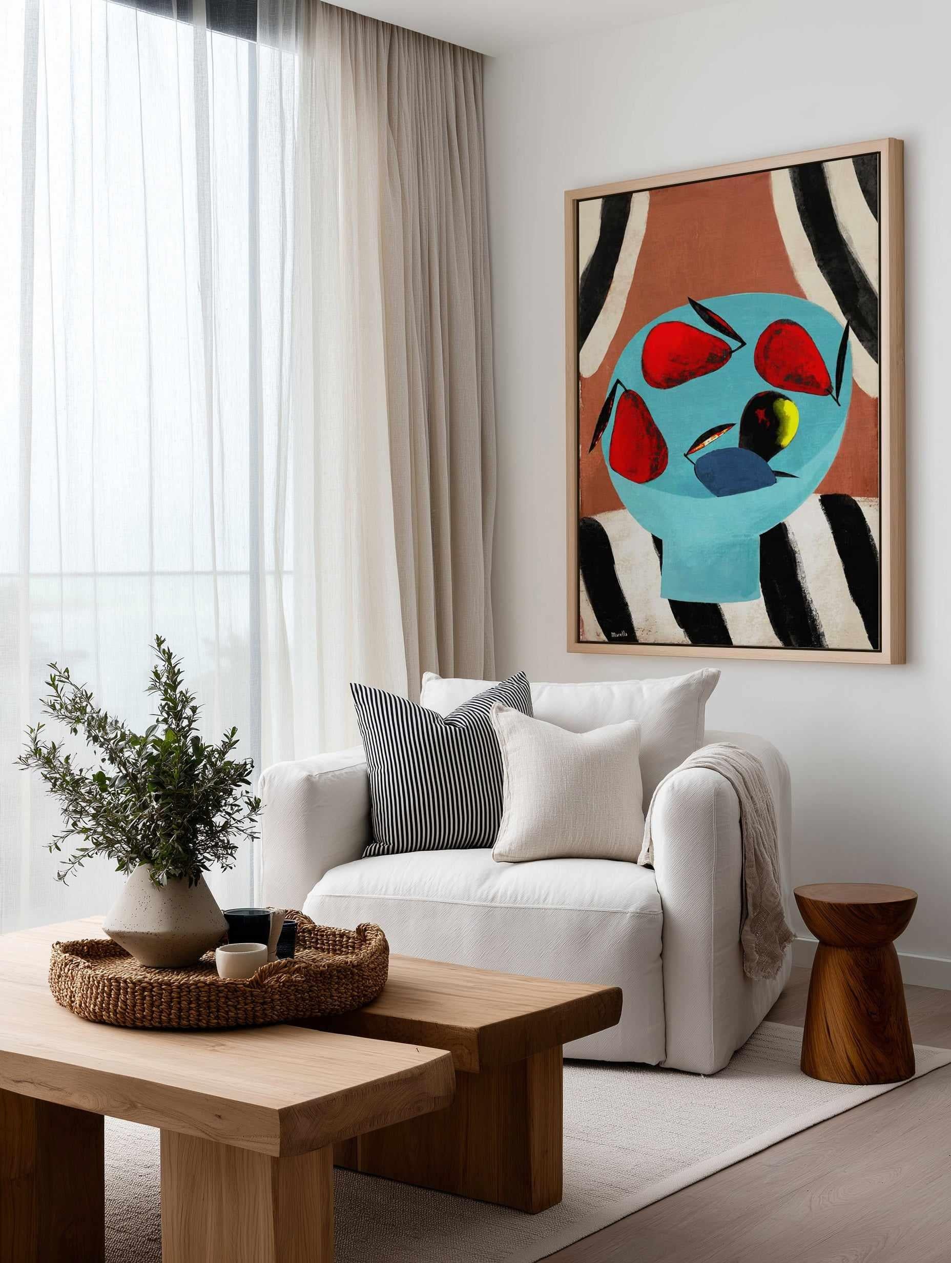 Five Pears by Marco Marella | Framed Canvas Art Print from Olive et Oriel where you can shop wallpaper and artworks online
