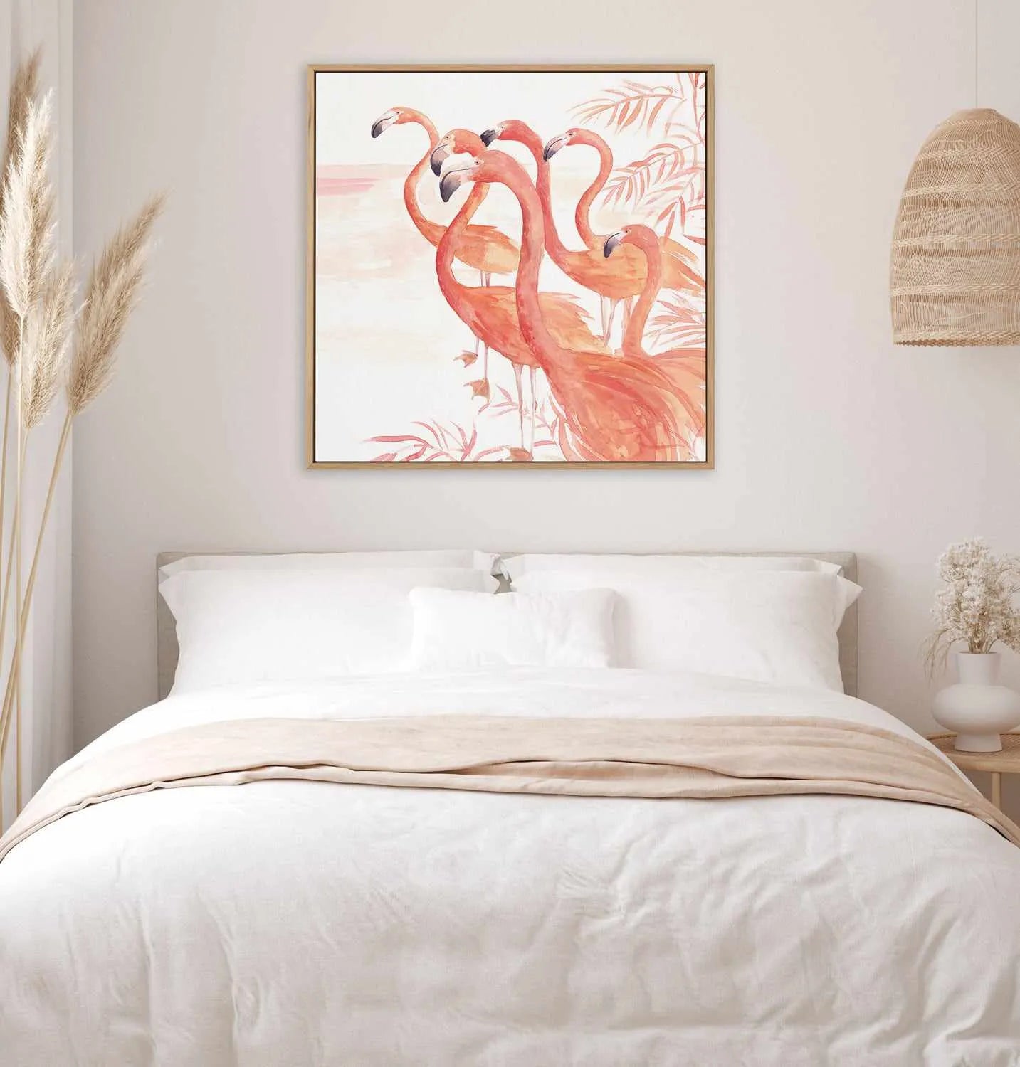Flamingo Group I | Framed Canvas Art Print from Olive et Oriel where you can shop wallpaper and artworks online
