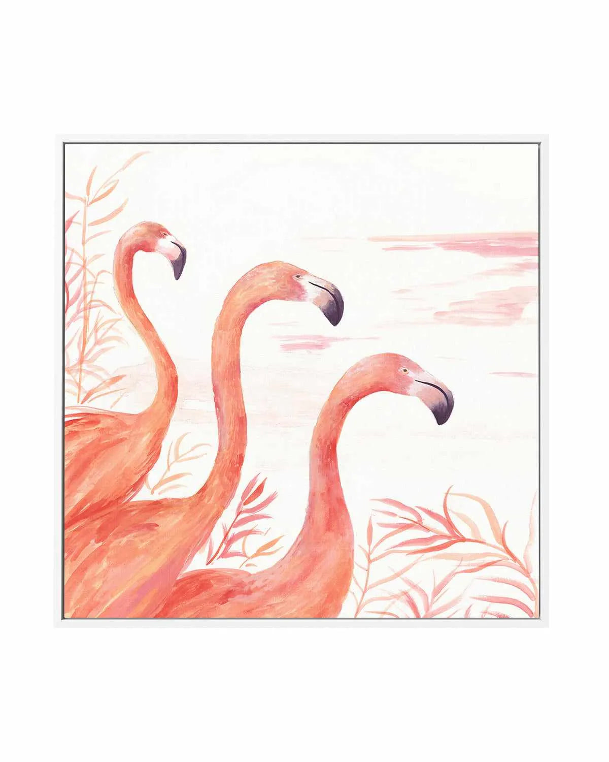 Flamingo Group II | Framed Canvas Art Print from Olive et Oriel where you can shop wallpaper and artworks online
