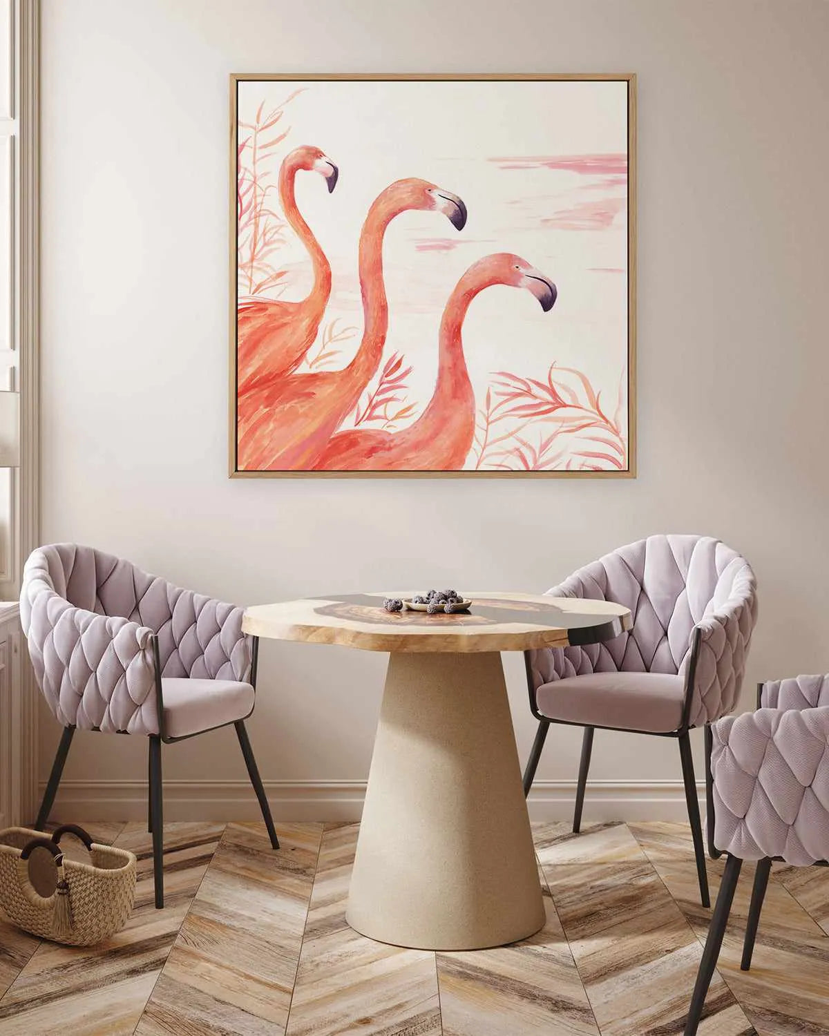 Flamingo Group II | Framed Canvas Art Print from Olive et Oriel where you can shop wallpaper and artworks online