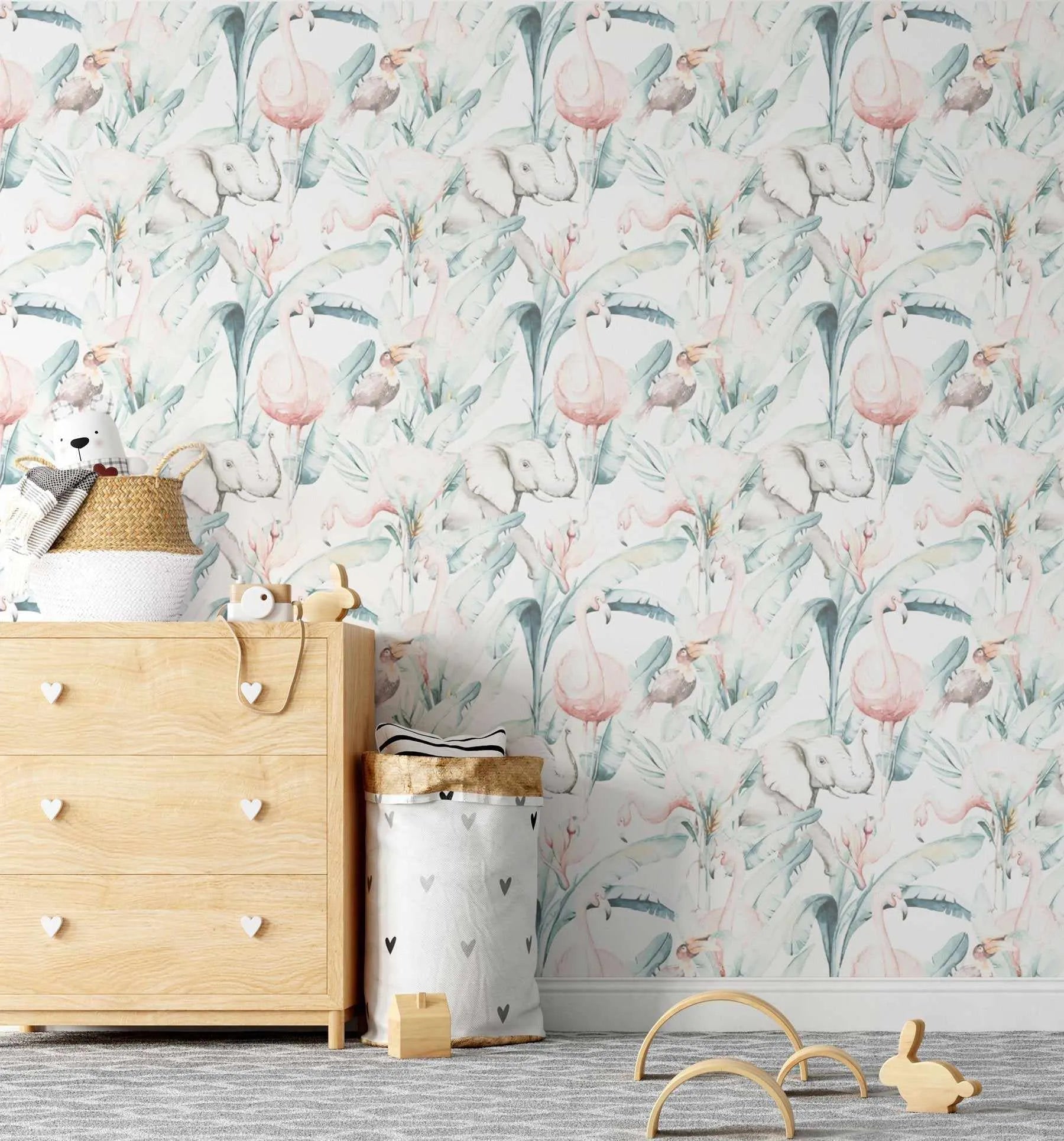 Flamingo in the Palms Wallpaper-Wallpaper-Buy Kids Removable Wallpaper Online Our Custom Made Children√¢‚Ç¨‚Ñ¢s Wallpapers Are A Fun Way To Decorate And Enhance Boys Bedroom Decor And Girls Bedrooms They Are An Amazing Addition To Your Kids Bedroom Walls Our Collection of Kids Wallpaper Is Sure To Transform Your Kids Rooms Interior Style From Pink Wallpaper To Dinosaur Wallpaper Even Marble Wallpapers For Teen Boys Shop Peel And Stick Wallpaper Online Today With Olive et Oriel