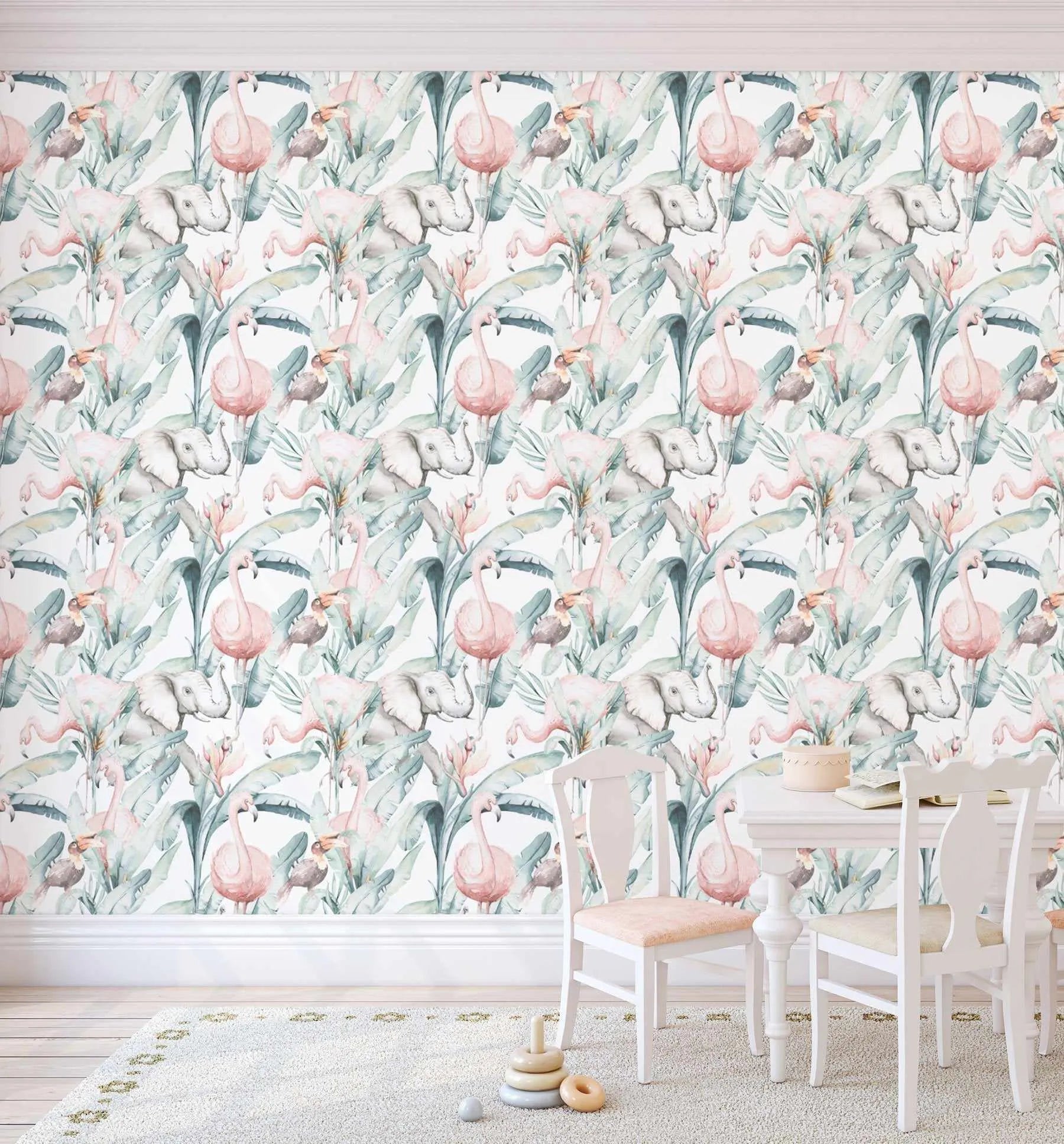 Flamingo in the Palms Wallpaper-Wallpaper-Buy Kids Removable Wallpaper Online Our Custom Made Children√¢‚Ç¨‚Ñ¢s Wallpapers Are A Fun Way To Decorate And Enhance Boys Bedroom Decor And Girls Bedrooms They Are An Amazing Addition To Your Kids Bedroom Walls Our Collection of Kids Wallpaper Is Sure To Transform Your Kids Rooms Interior Style From Pink Wallpaper To Dinosaur Wallpaper Even Marble Wallpapers For Teen Boys Shop Peel And Stick Wallpaper Online Today With Olive et Oriel