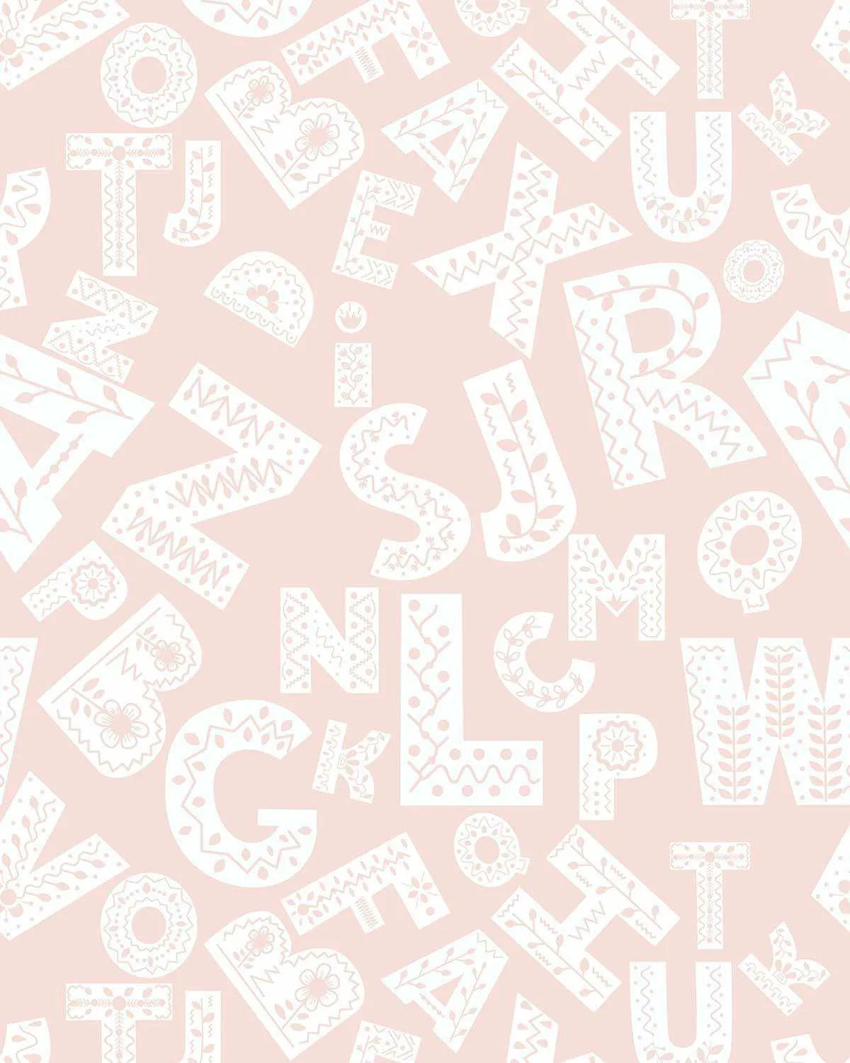 Fleur Alphabet Blush Wallpaper-Wallpaper-Buy Kids Removable Wallpaper Online Our Custom Made Children√¢‚Ç¨‚Ñ¢s Wallpapers Are A Fun Way To Decorate And Enhance Boys Bedroom Decor And Girls Bedrooms They Are An Amazing Addition To Your Kids Bedroom Walls Our Collection of Kids Wallpaper Is Sure To Transform Your Kids Rooms Interior Style From Pink Wallpaper To Dinosaur Wallpaper Even Marble Wallpapers For Teen Boys Shop Peel And Stick Wallpaper Online Today With Olive et Oriel