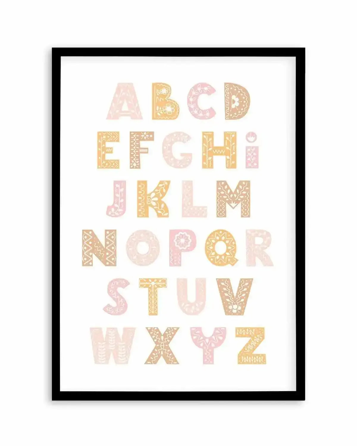 Fleur Alphabet | Blush Art Print from Olive et Oriel where you can shop wallpaper and artworks online