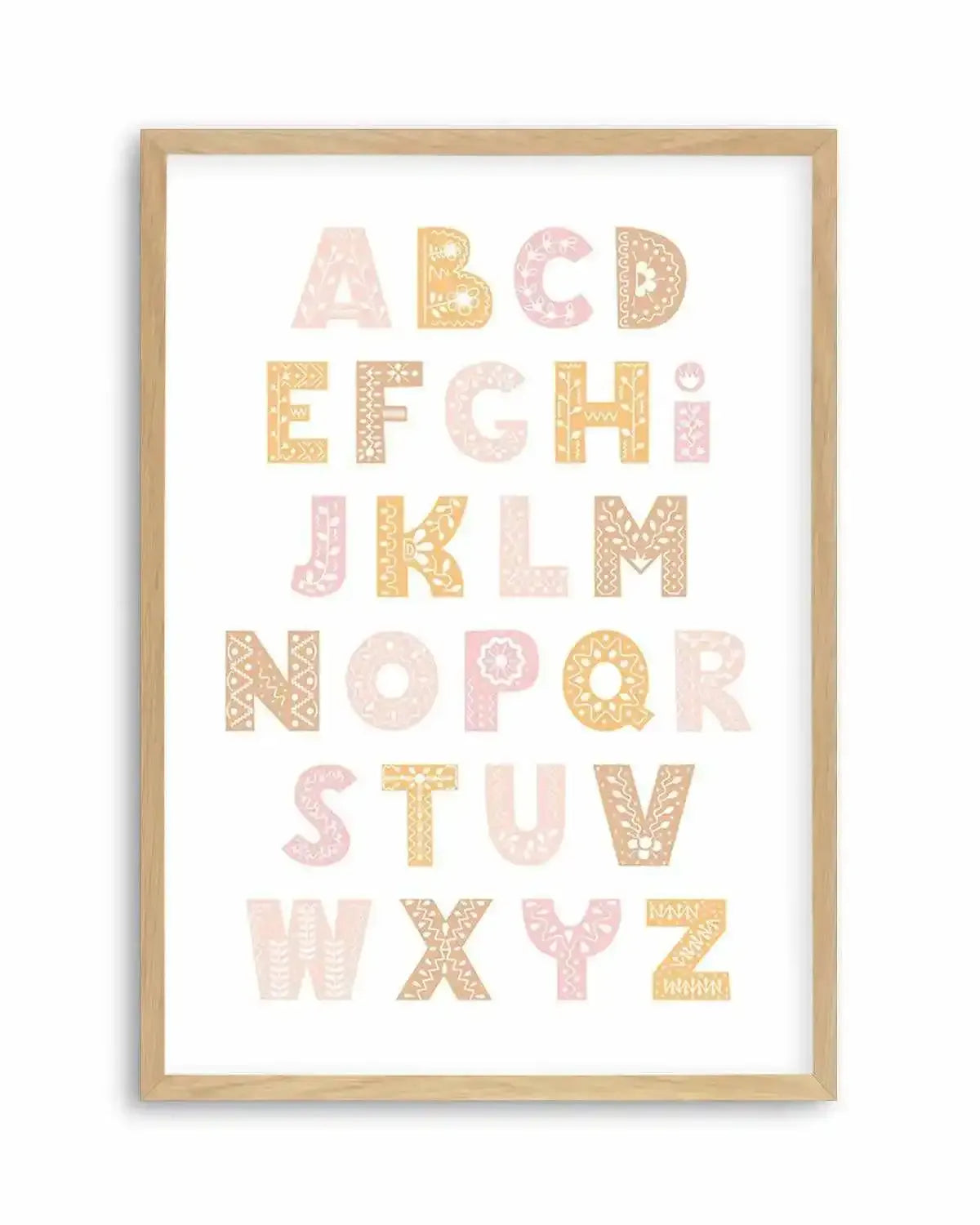 Fleur Alphabet | Blush Art Print from Olive et Oriel where you can shop wallpaper and artworks online