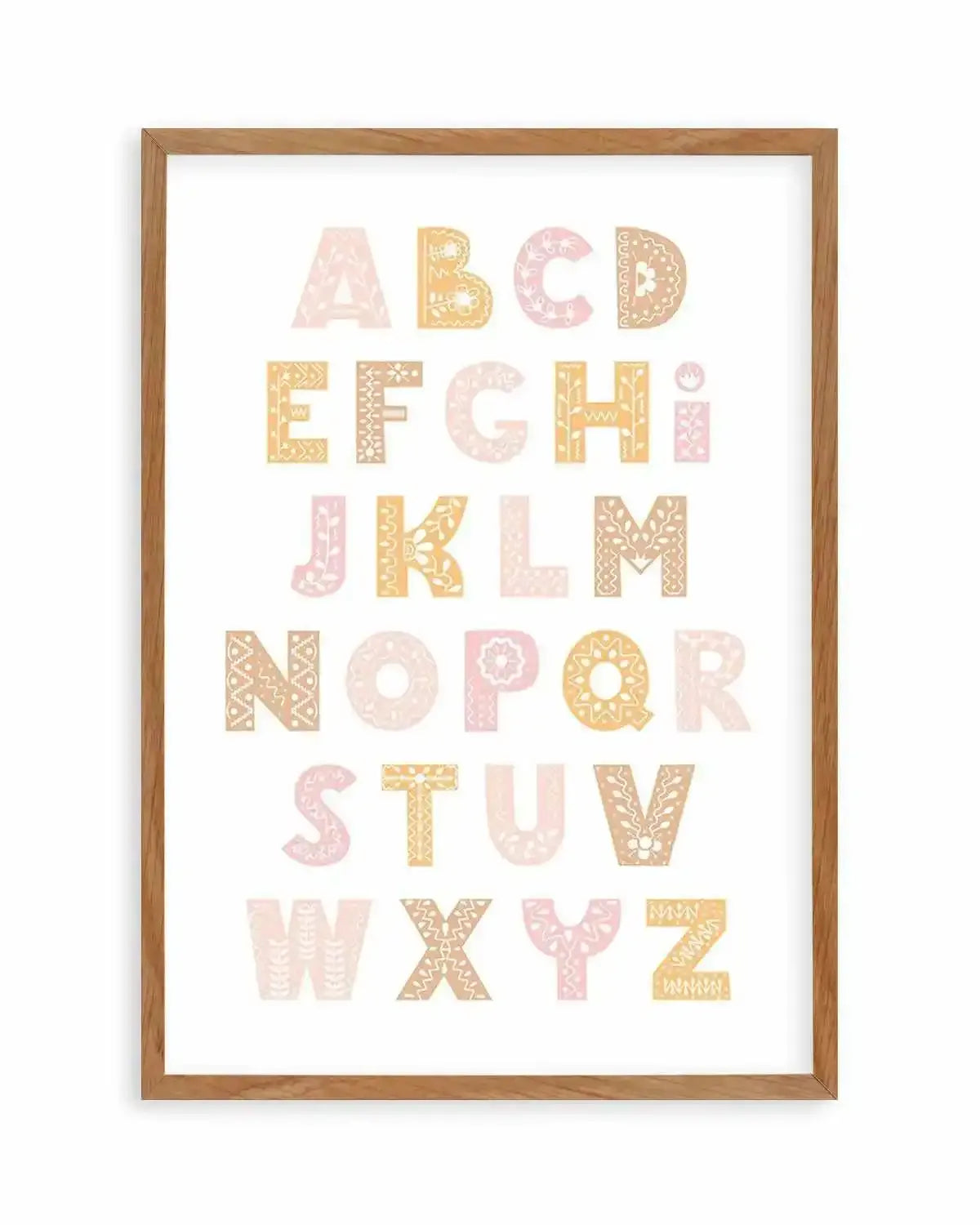 Fleur Alphabet | Blush Art Print from Olive et Oriel where you can shop wallpaper and artworks online