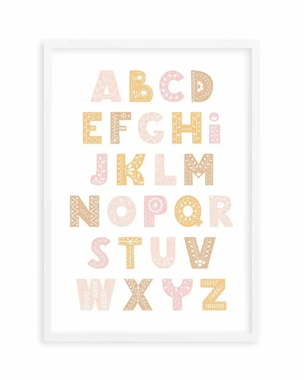 Fleur Alphabet | Blush Art Print from Olive et Oriel where you can shop wallpaper and artworks online