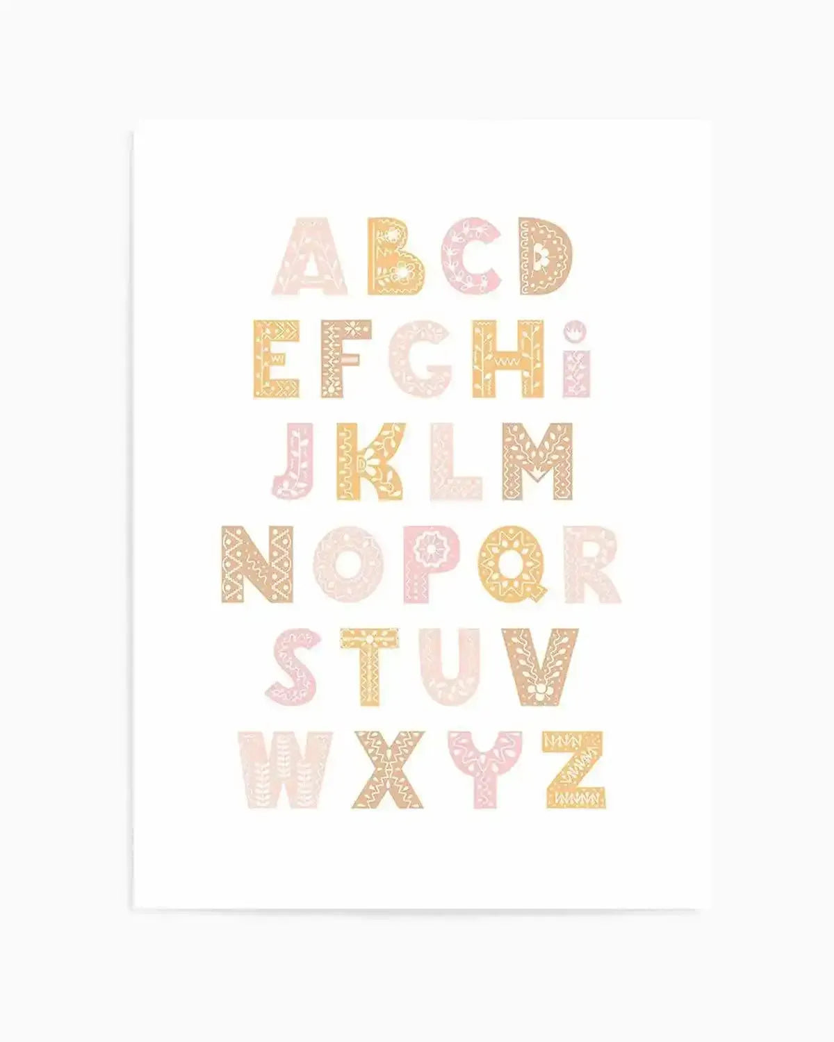 Fleur Alphabet | Blush Art Print from Olive et Oriel where you can shop wallpaper and artworks online