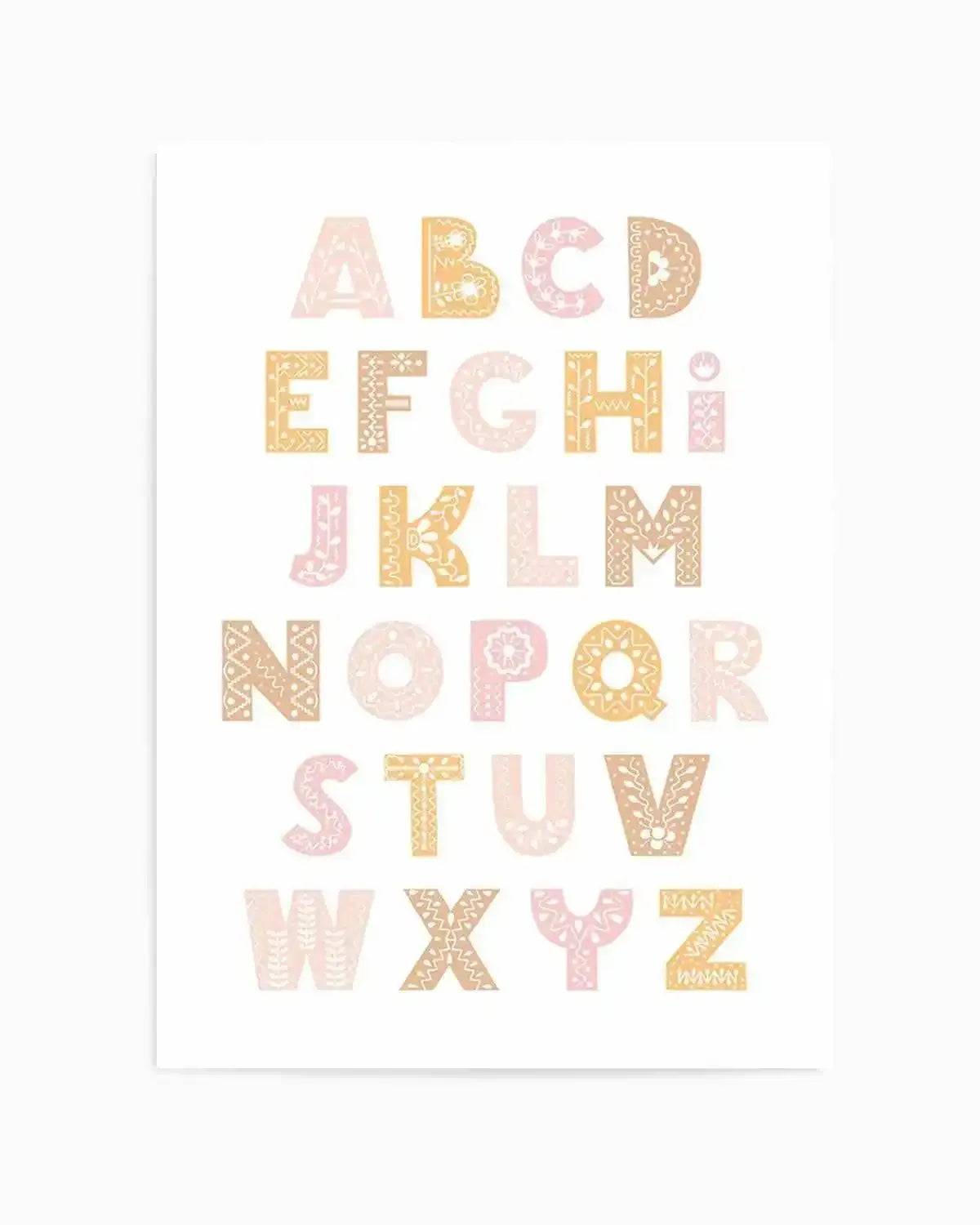 Fleur Alphabet | Blush Art Print from Olive et Oriel where you can shop wallpaper and artworks online