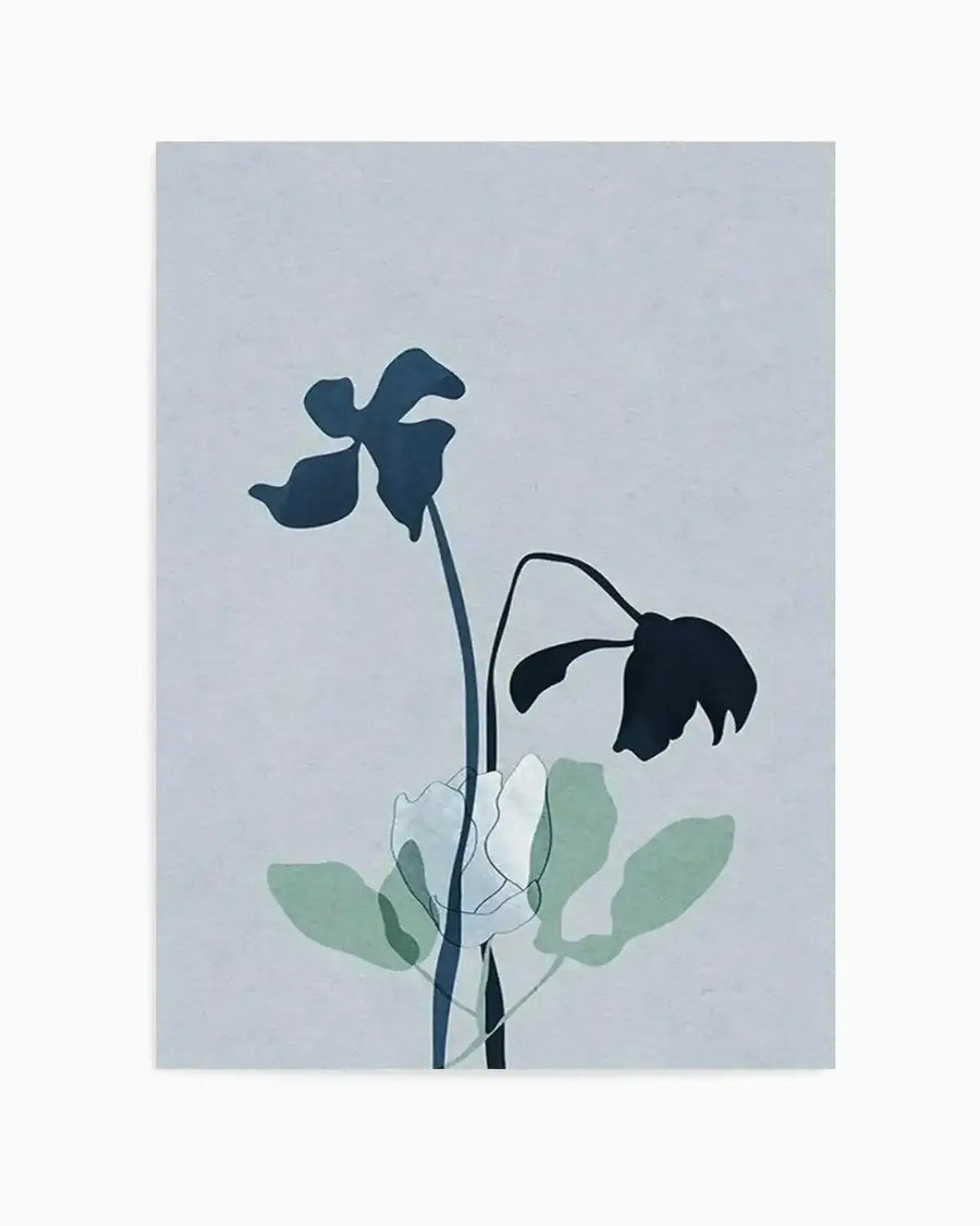 Fleur Graphique II | Blue Art Print blue green floral art print