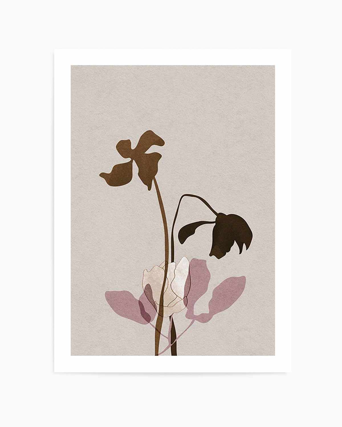 Fleur Graphique II | Brown Art Print