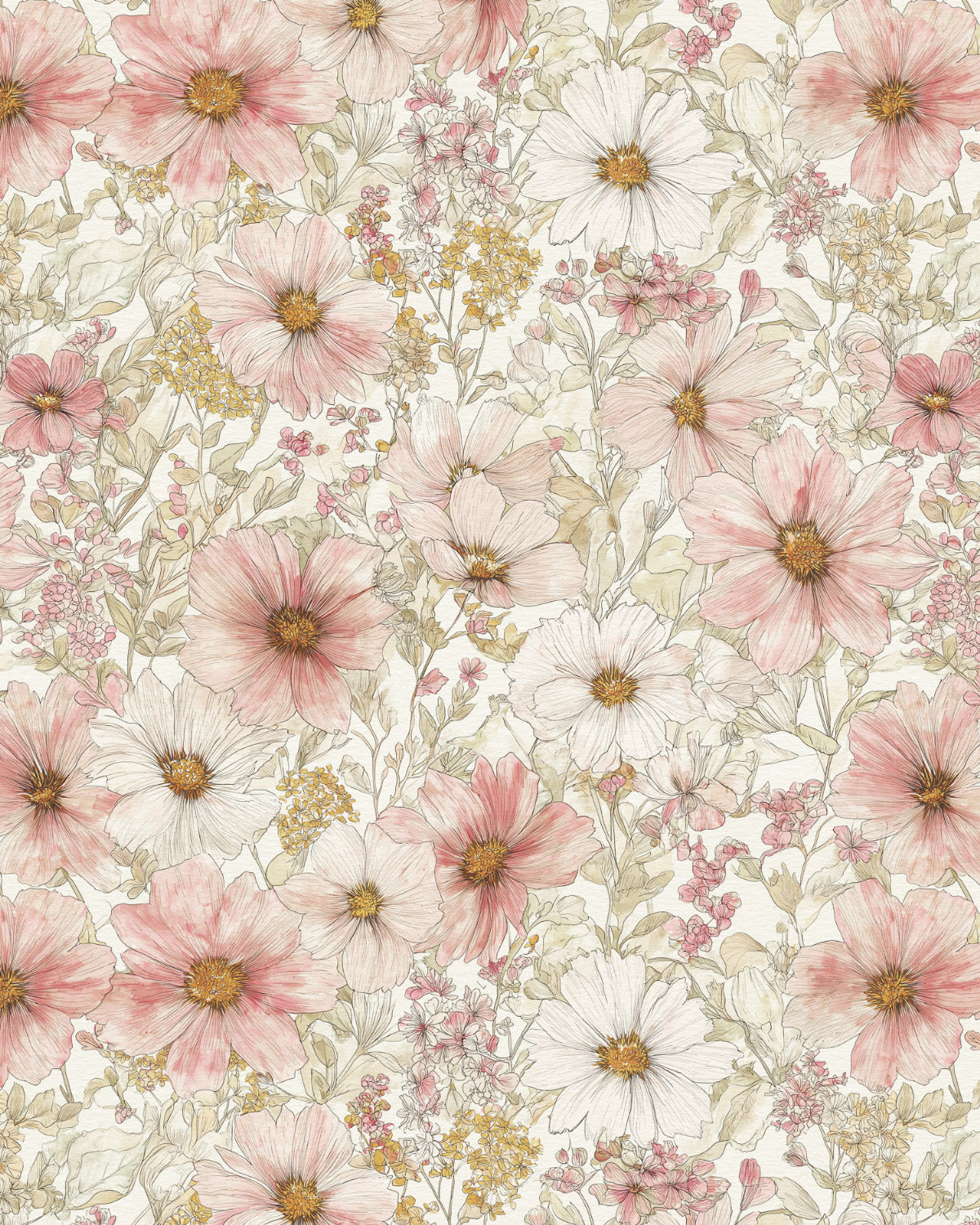 Fleur Amour in Pink Wallpaper from Olive et Oriel where you can shop wallpaper and artworks online