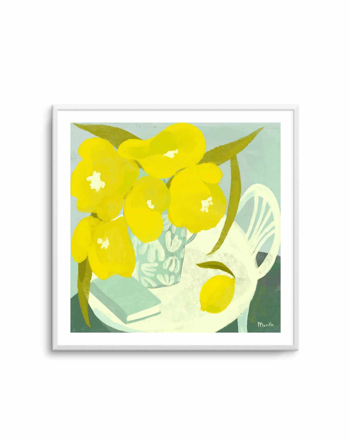 Fleurs Citron Et Livre Still Life by Marco Marella | Art Print