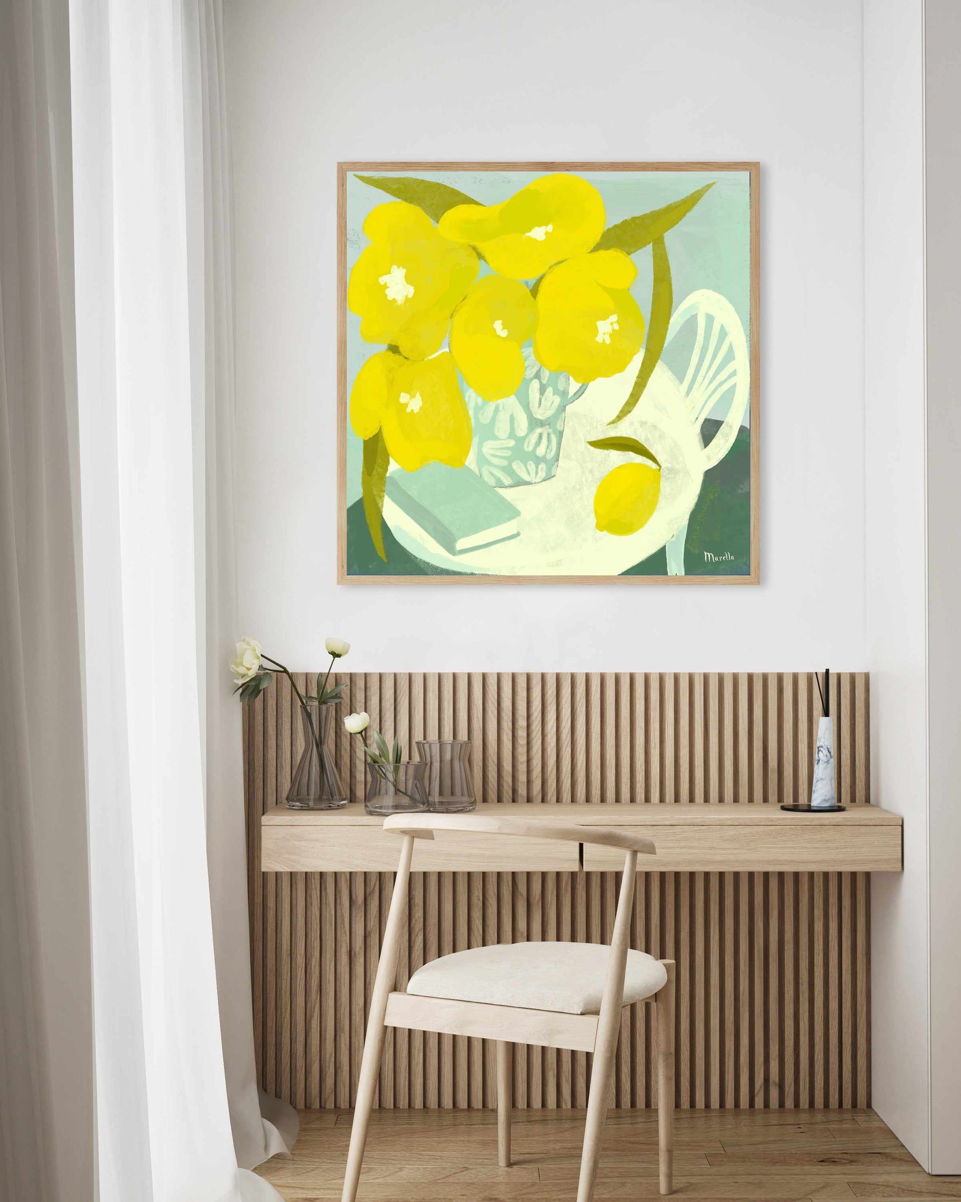 Fleurs Citron Et Livre Still Life by Marco Marella | Art Print from Olive et Oriel where you can shop wallpaper and artworks online
