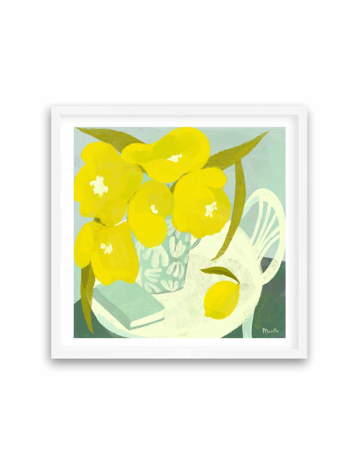 Fleurs Citron Et Livre Still Life by Marco Marella | Art Print from Olive et Oriel where you can shop wallpaper and artworks online