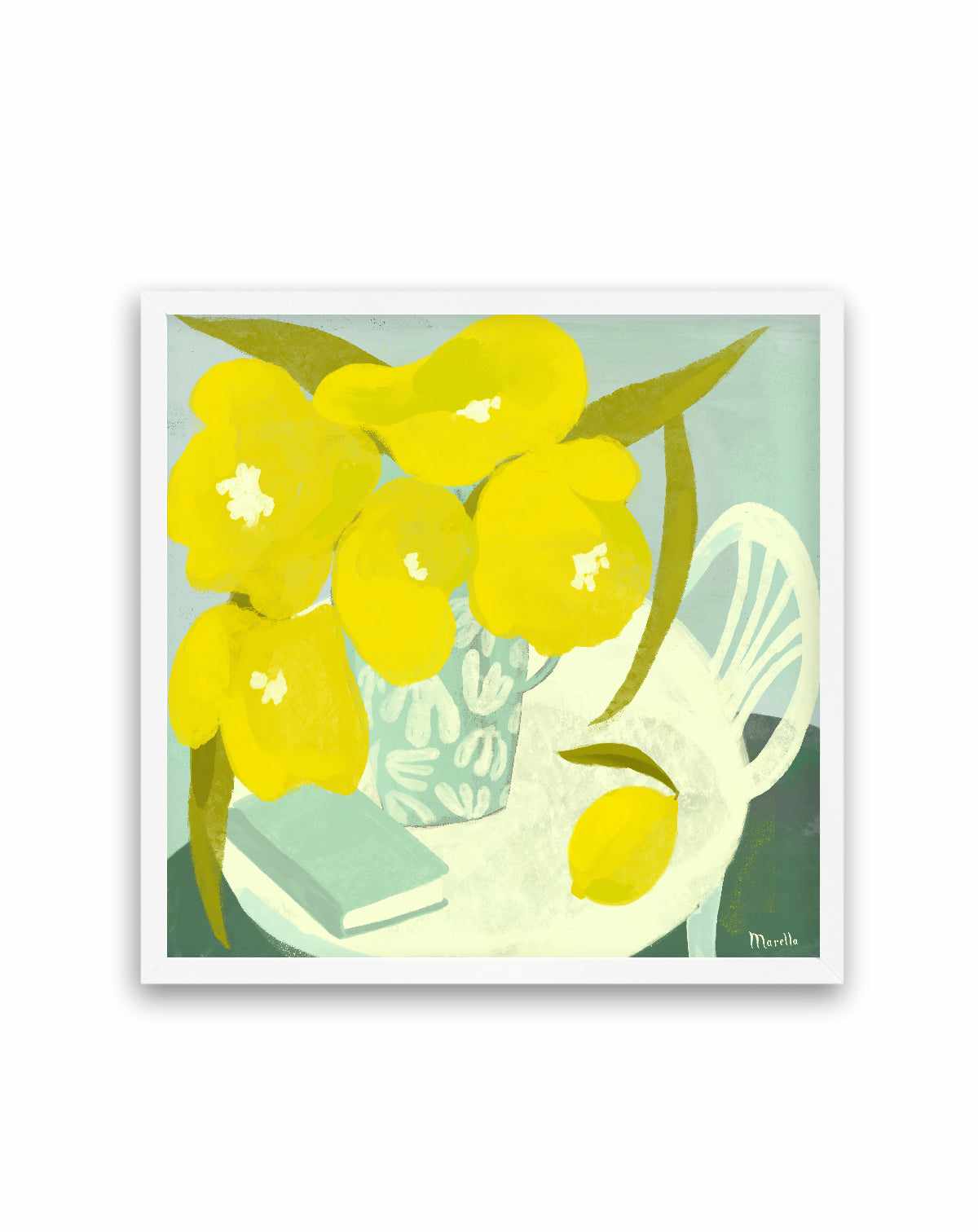 Fleurs Citron Et Livre Still Life by Marco Marella | Art Print from Olive et Oriel where you can shop wallpaper and artworks online