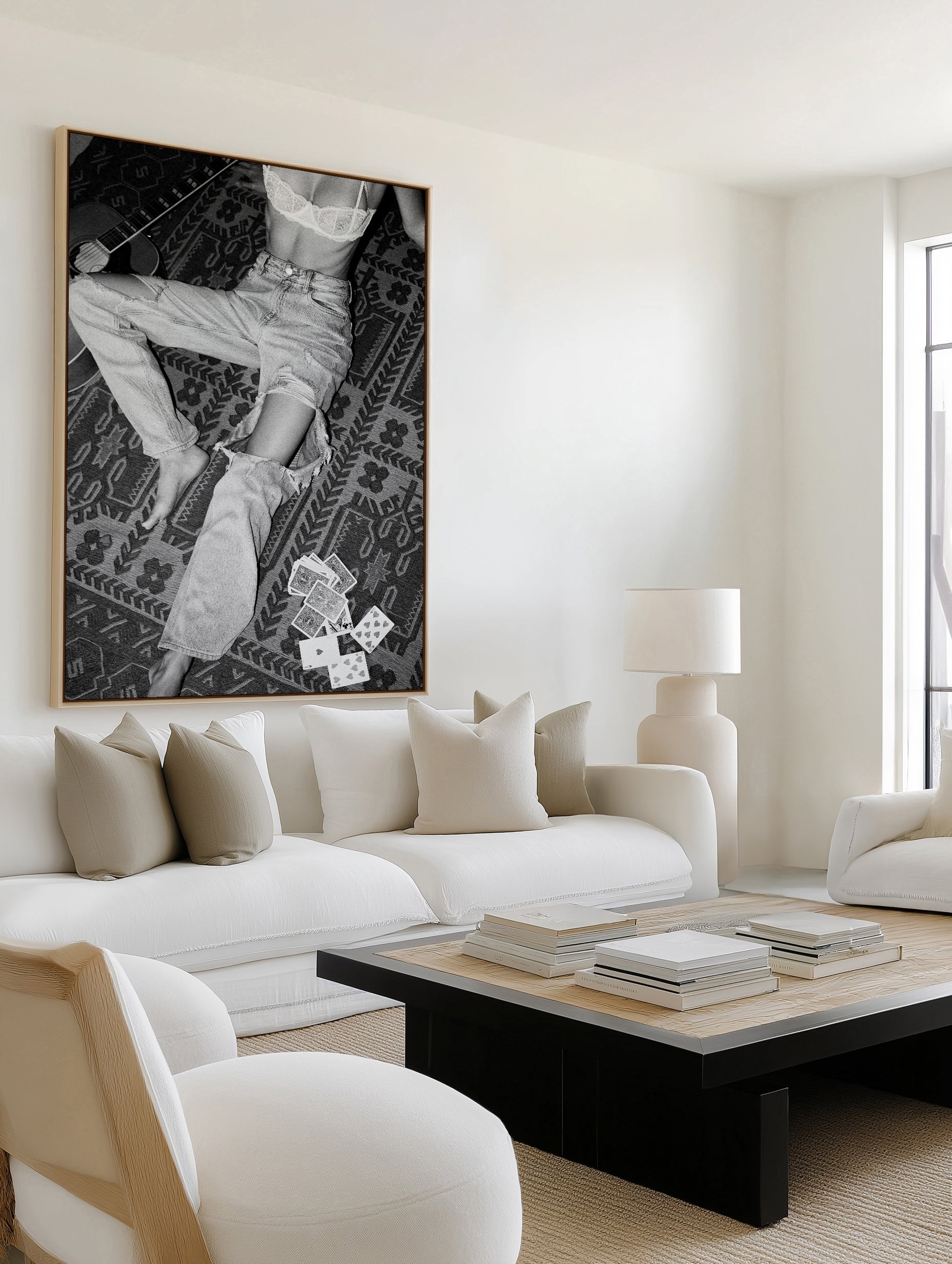 Floored B&W by Amy Hallam | Framed Canvas Art Print