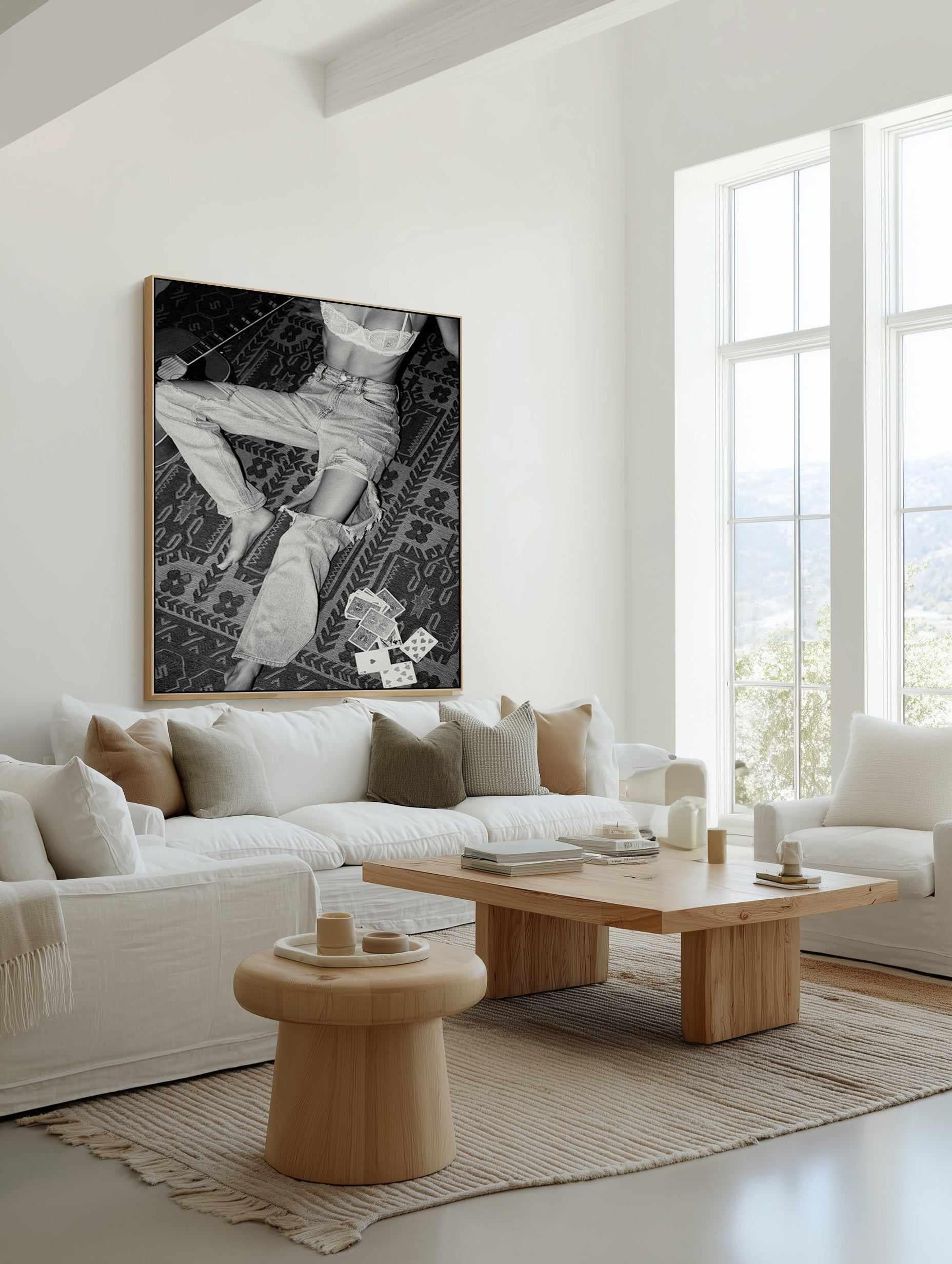 Floored B&W by Amy Hallam | Framed Canvas Art Print from Olive et Oriel where you can shop wallpaper and artworks online