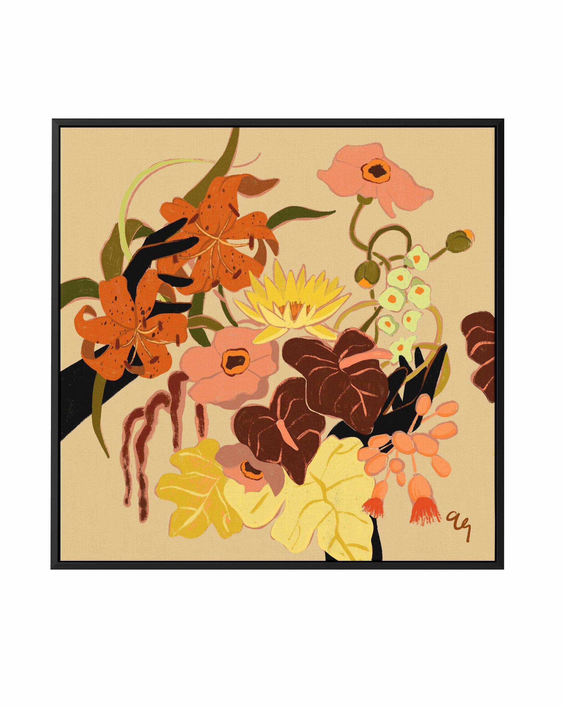 Floral Intertwine by Arty Guava | Framed Canvas Art Print from Olive et Oriel where you can shop wallpaper and artworks online