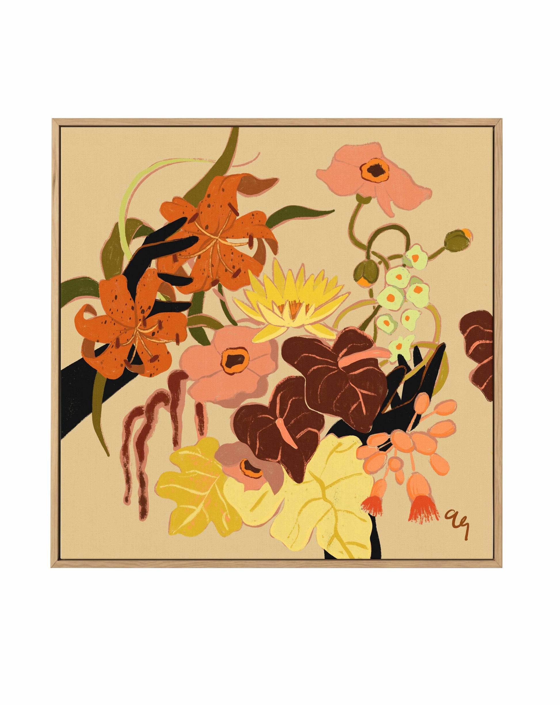 Floral Intertwine by Arty Guava | Framed Canvas Art Print from Olive et Oriel where you can shop wallpaper and artworks online