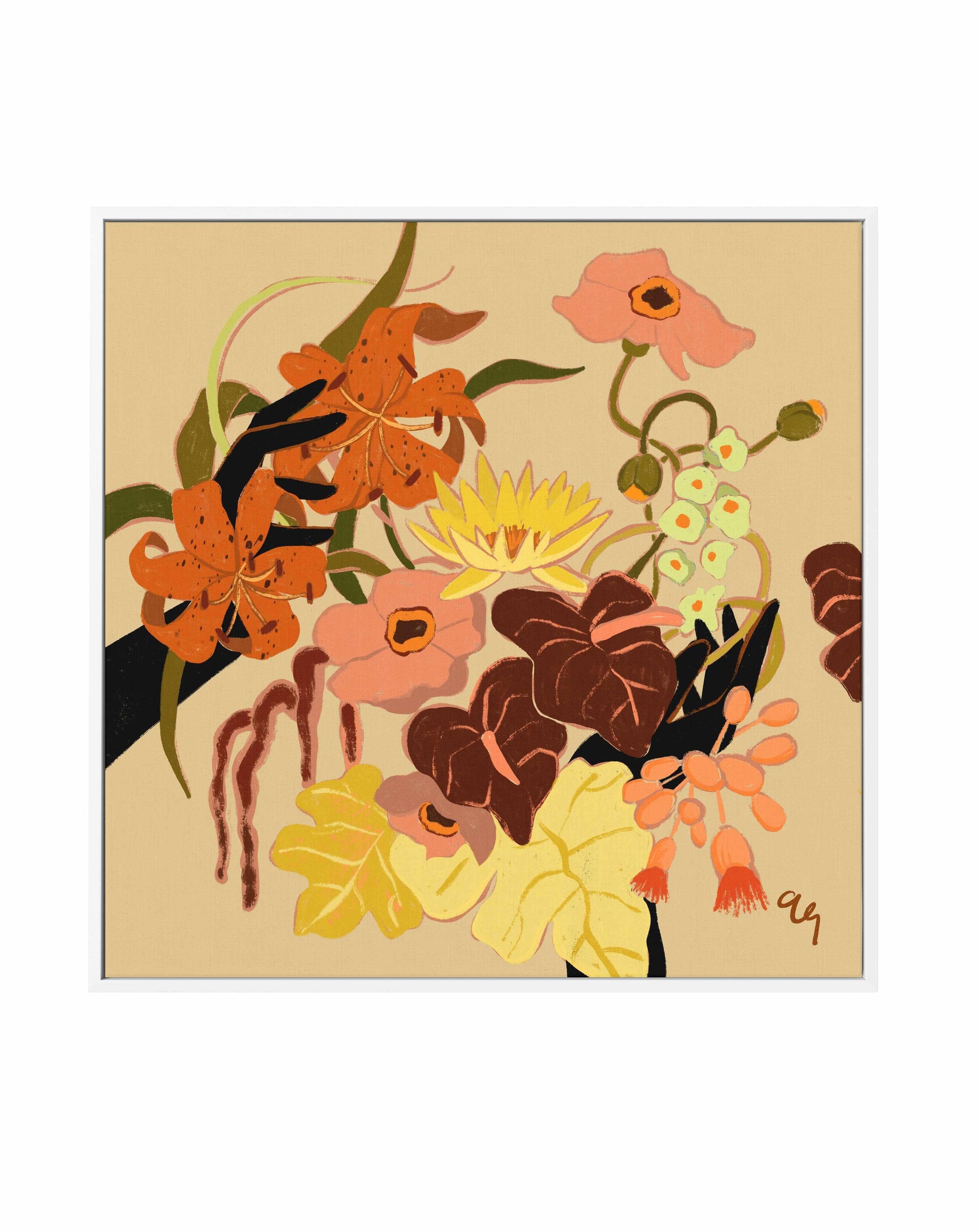 Floral Intertwine by Arty Guava | Framed Canvas Art Print from Olive et Oriel where you can shop wallpaper and artworks online