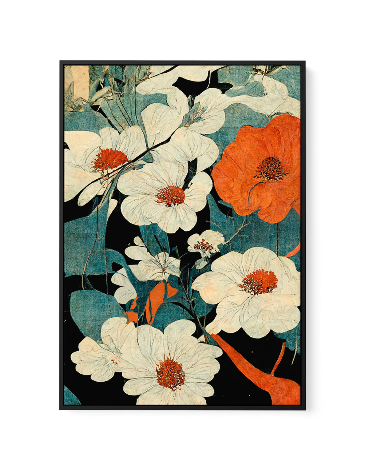 Floral Symphony by Treechild | Framed Canvas Art Print