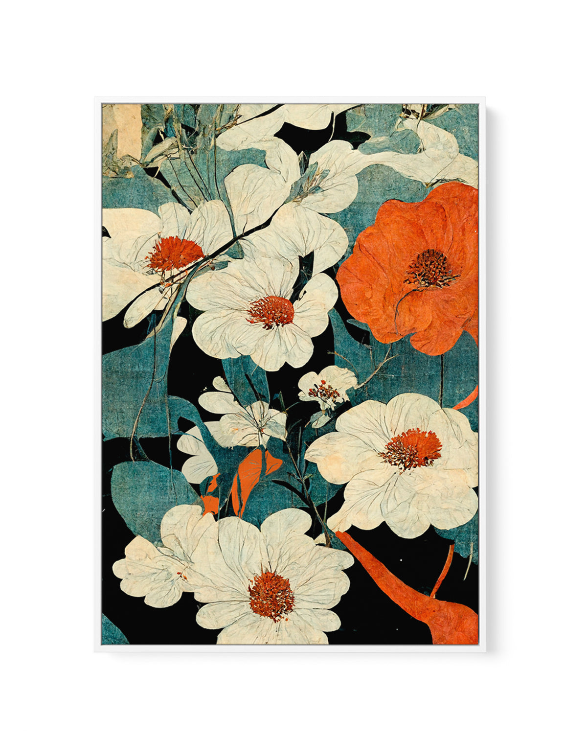 Floral Symphony by Treechild | Framed Canvas Art Print