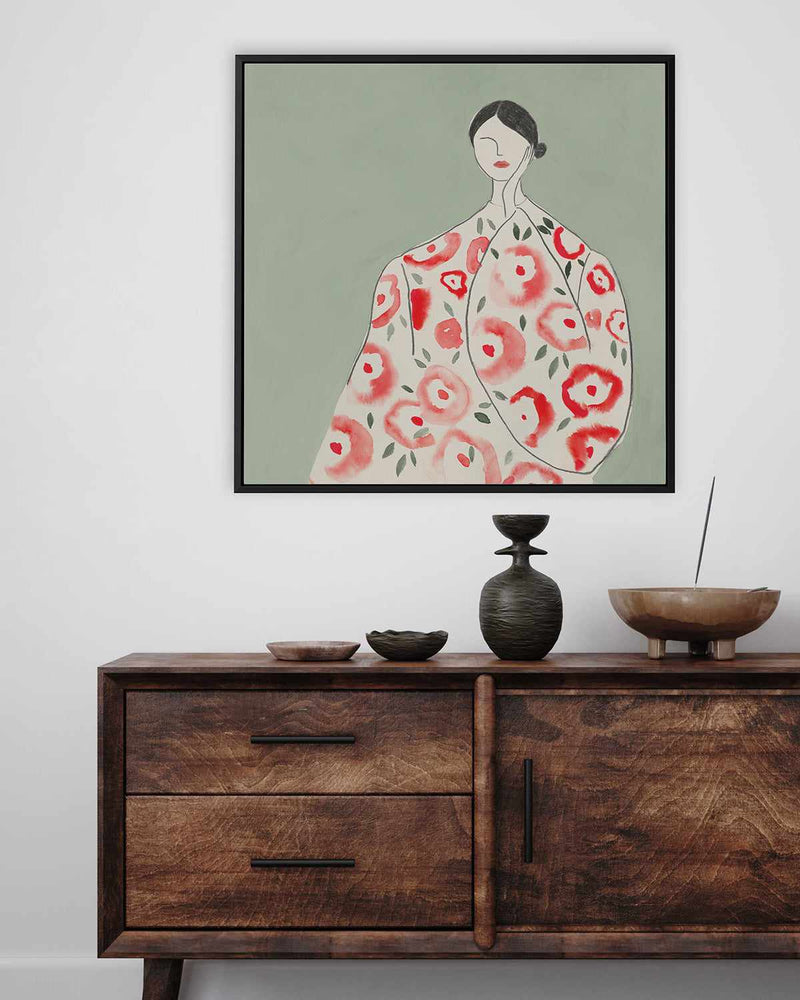 Floral Woman I | Framed Canvas Art Print